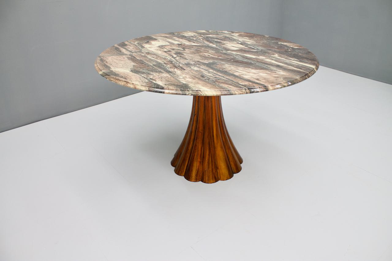 Iron Fantastic Tulip Marble Dining Table Cast Metal, Italy, 1960s
