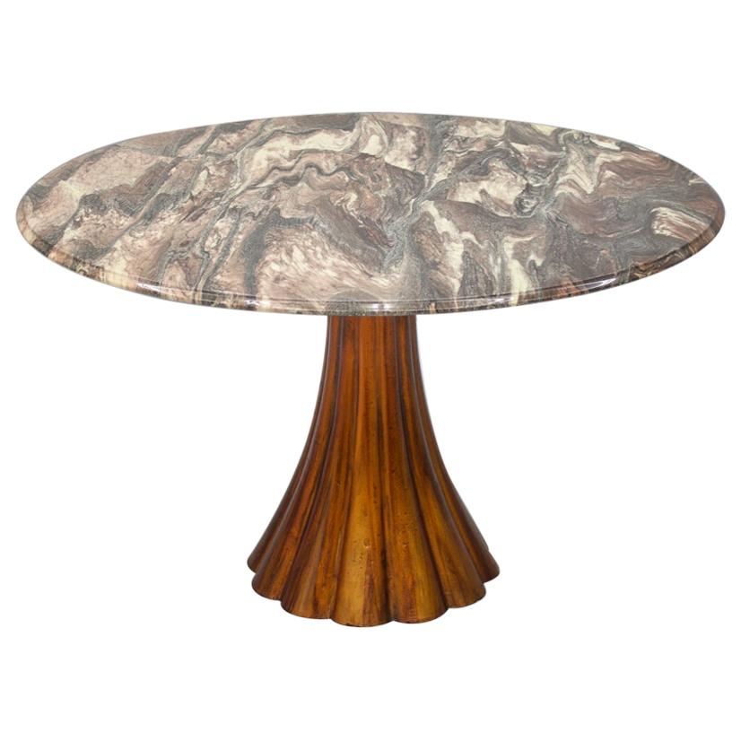 Fantastic Tulip Marble Dining Table Cast Metal, Italy, 1960s