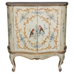 Vintage Fantastic Venetian Paint Decorated Commode cabinet with Painted Birds 