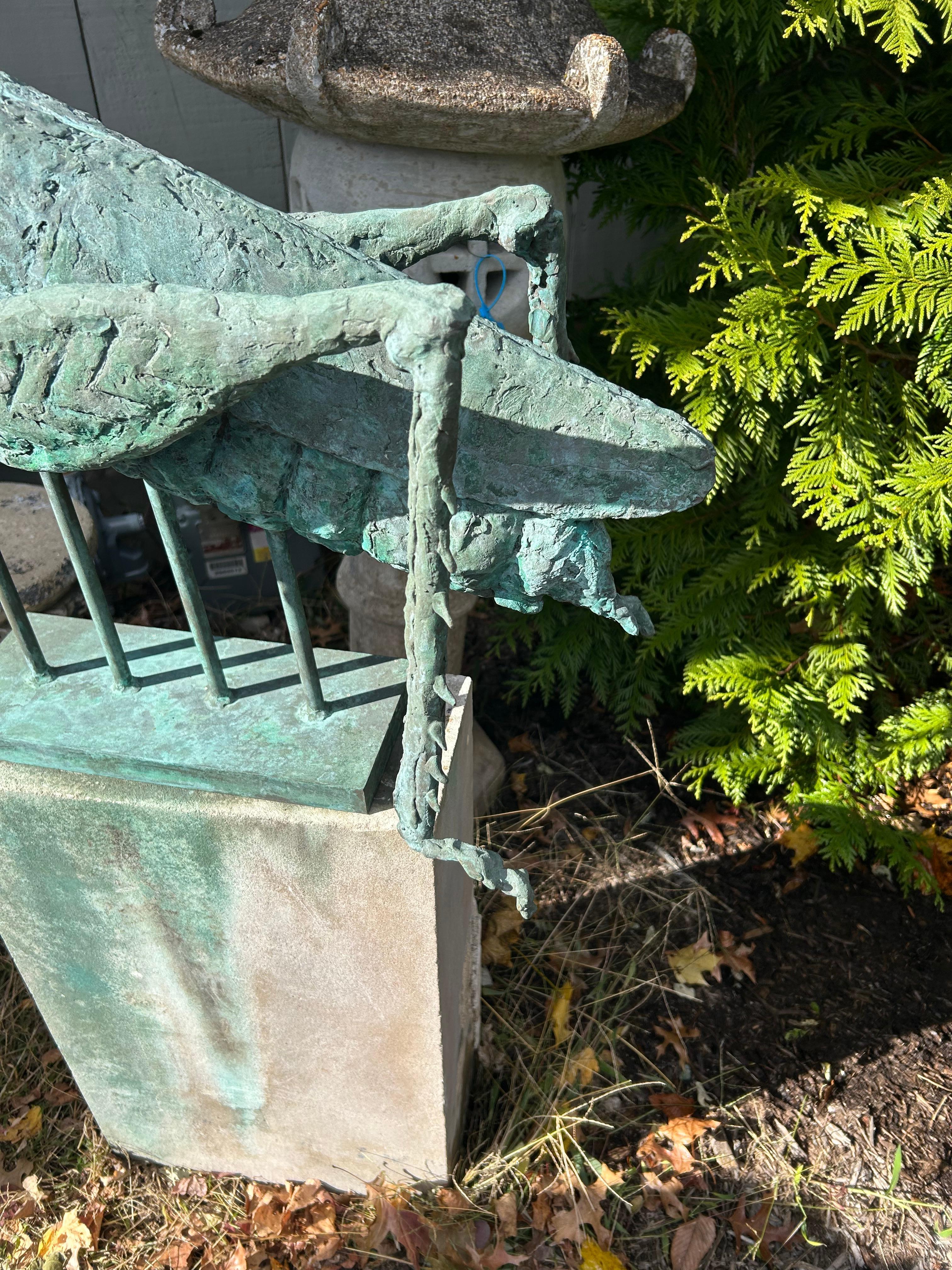 Fantastische Grashüpfer-Skulptur aus Verdigris-Bronze für den Innenbereich oder den Garten im Angebot 3