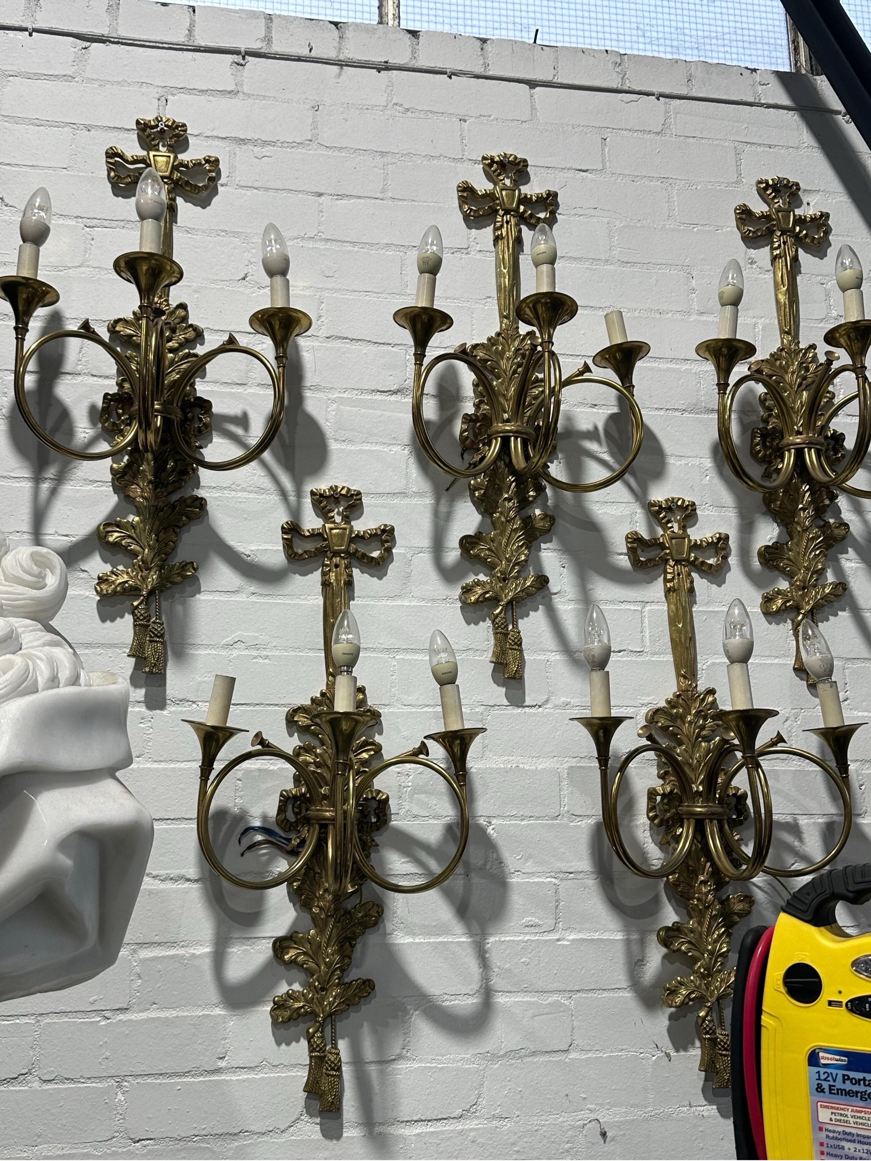 British Fantastic, Victorian, 14x bronze trumpet wall lights, from the Randolph hotel uk For Sale