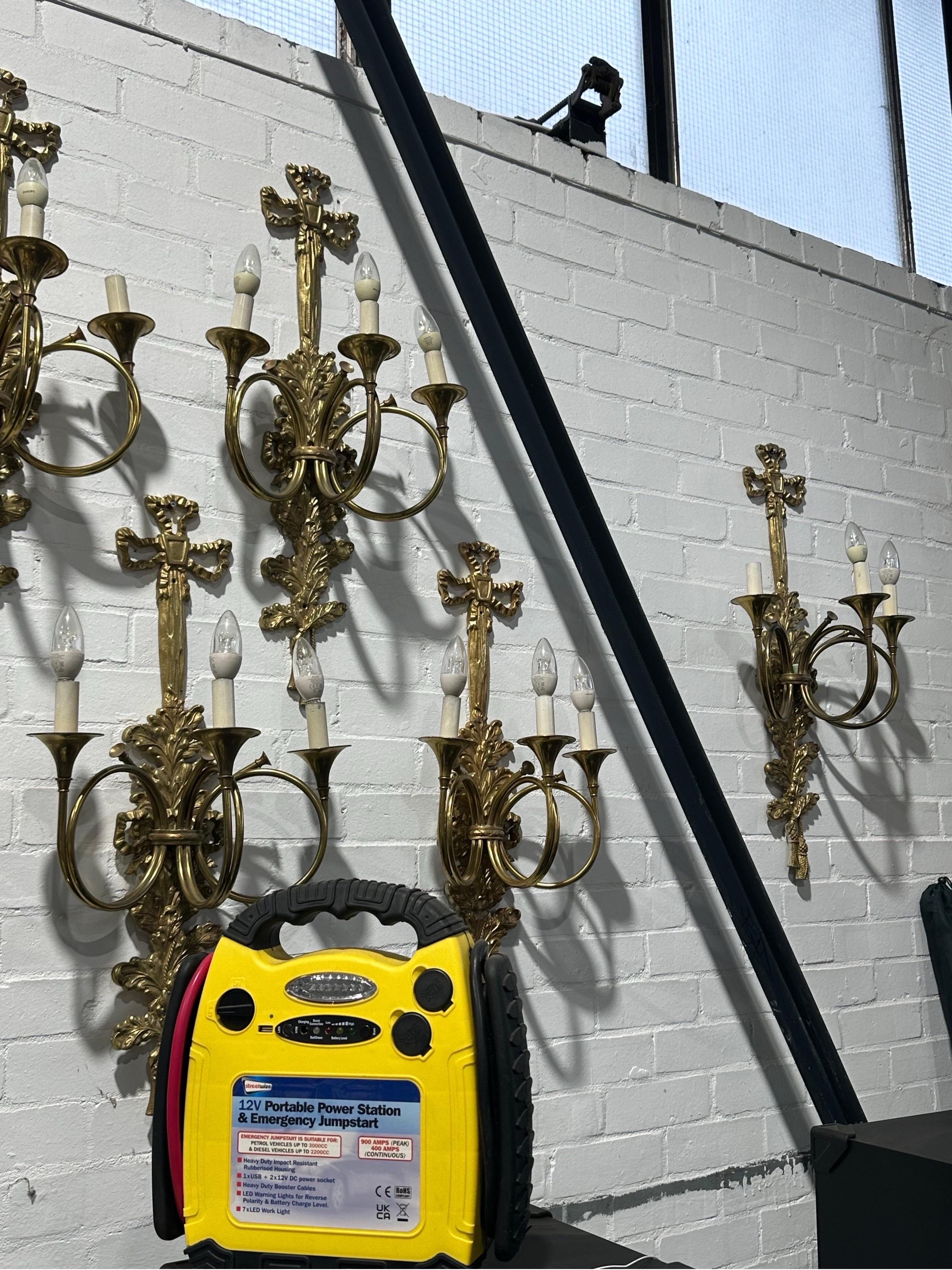 19th Century Fantastic, Victorian, 14x bronze trumpet wall lights, from the Randolph hotel uk For Sale