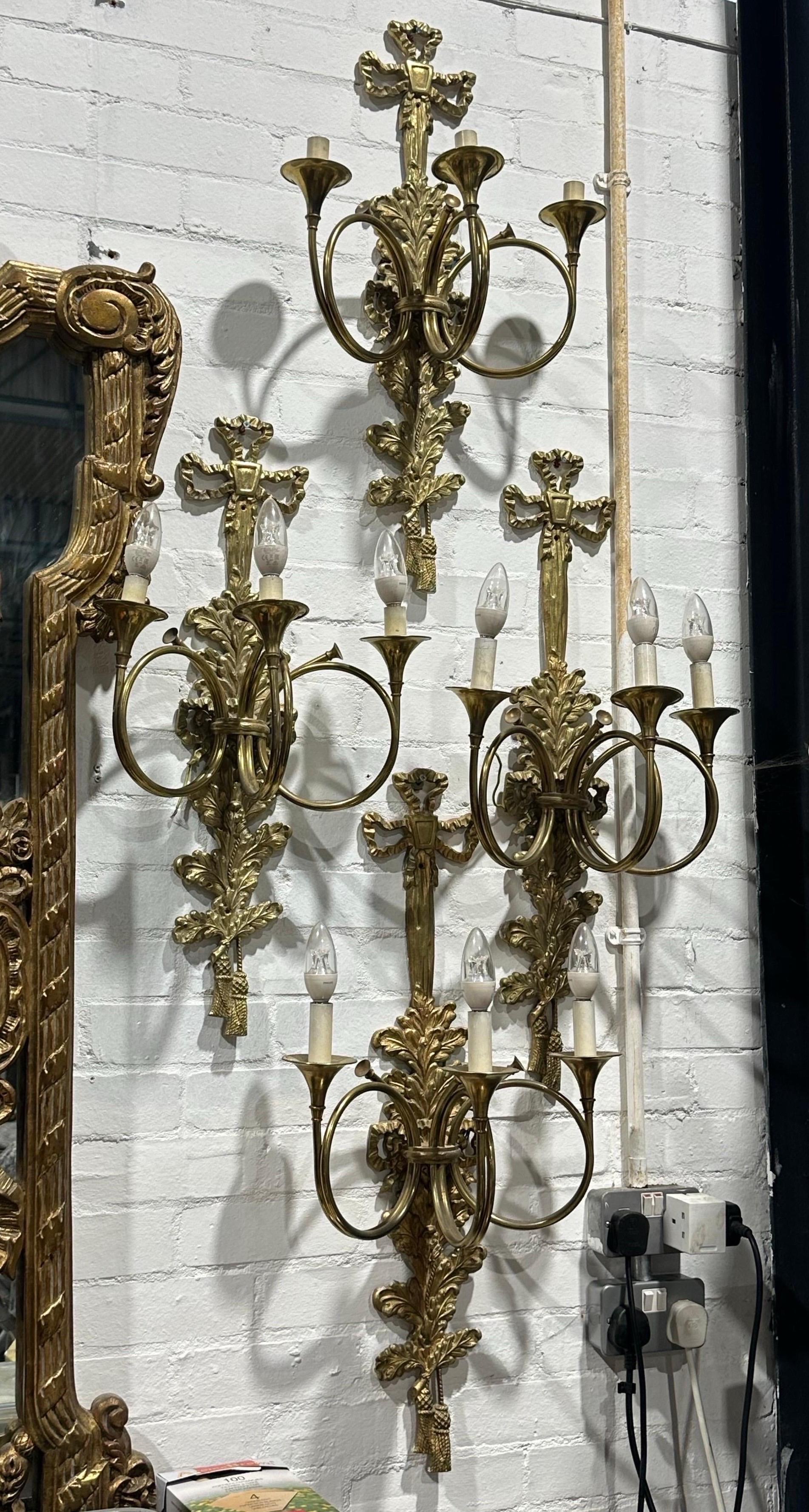 Bronze Fantastic, Victorian, 14x bronze trumpet wall lights, from the Randolph hotel uk For Sale