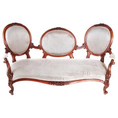 Fantastic Victorian Carved Walnut Cameo Back Settee