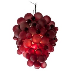 Fantastic vintage blown glass grapes pendant shade, France c1950s