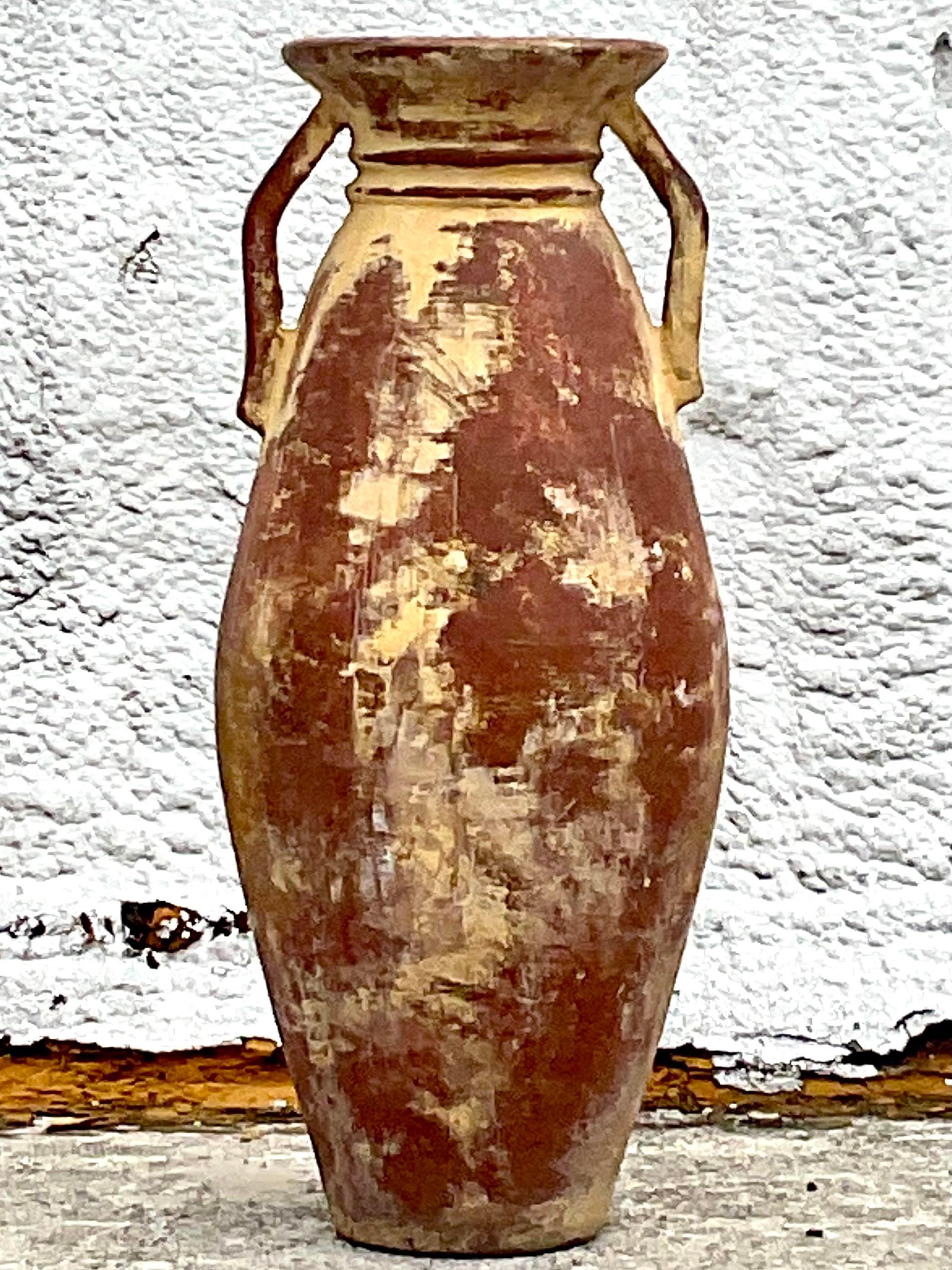 20th Century Fantastic Vintage Coastal Distressed Terracotta Urn For Sale