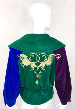 Fantastic Vintage Escada Avant Garde 1980s Embroidered Velvet 80s Bomber Jacket