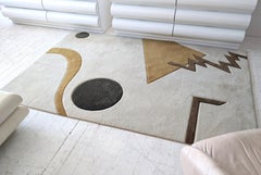 Fantastic vintage large graphic postmodern sculpted wool mix rug, USA 1980s
