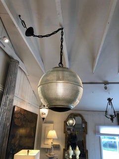 Fantastic Vintage Parisian Holophane Globe Pendant Chandelier