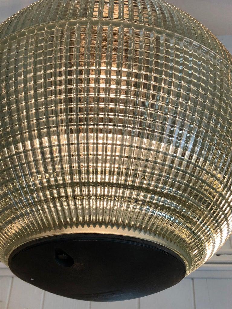 Late 20th Century Fantastic Vintage Parisian Holophane Globe Pendant Chandelier For Sale