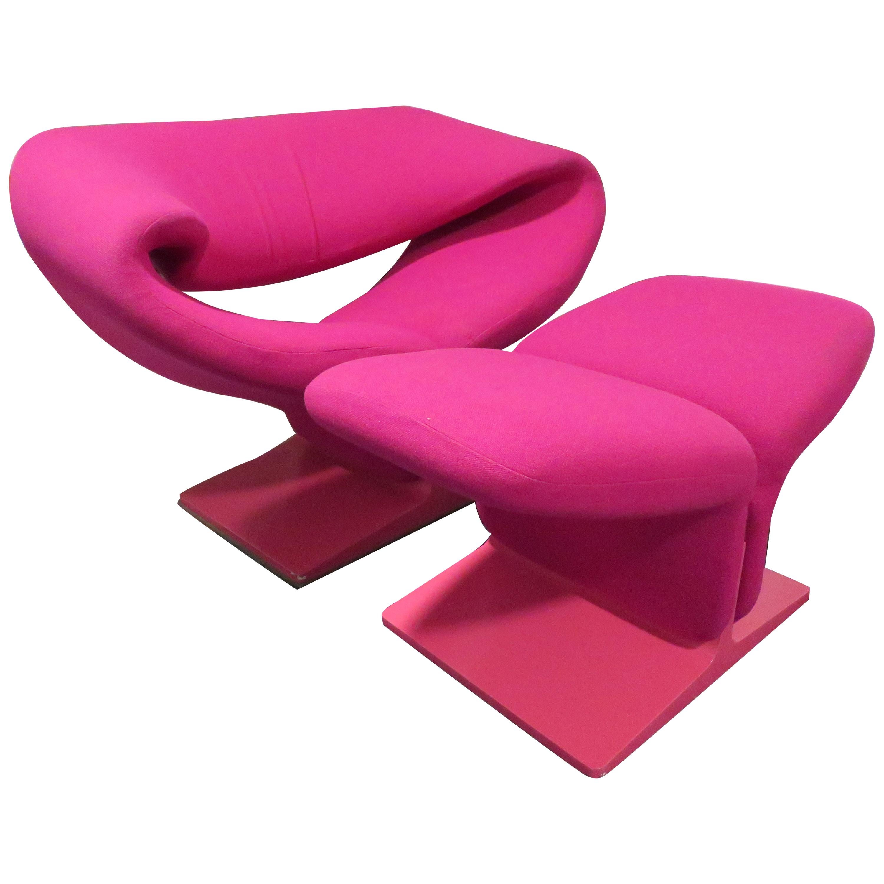 Fantastic Vintage Pierre Paulin for Artifort Ribbon Chair and Ottoman