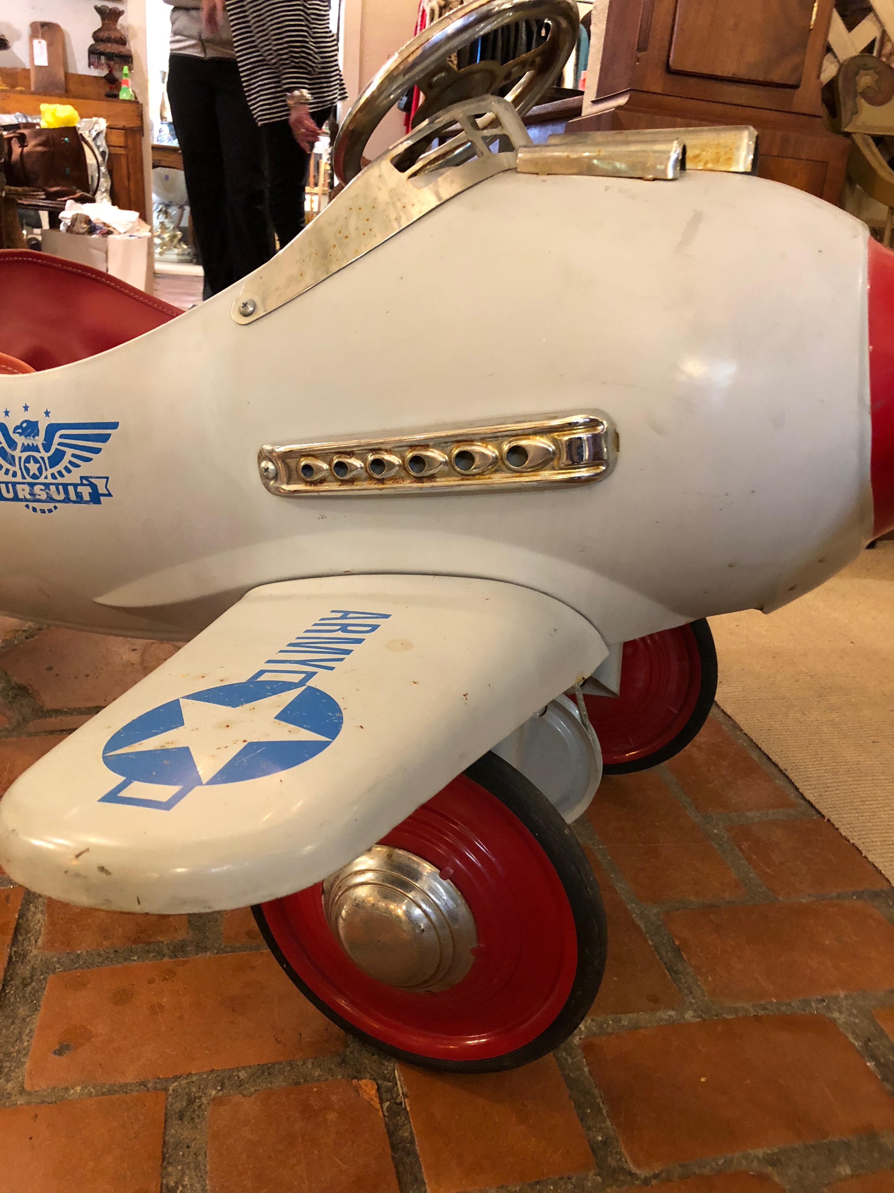 Fantastic Vintage Pursuit Children's Toy Pedal Airplane Car   3