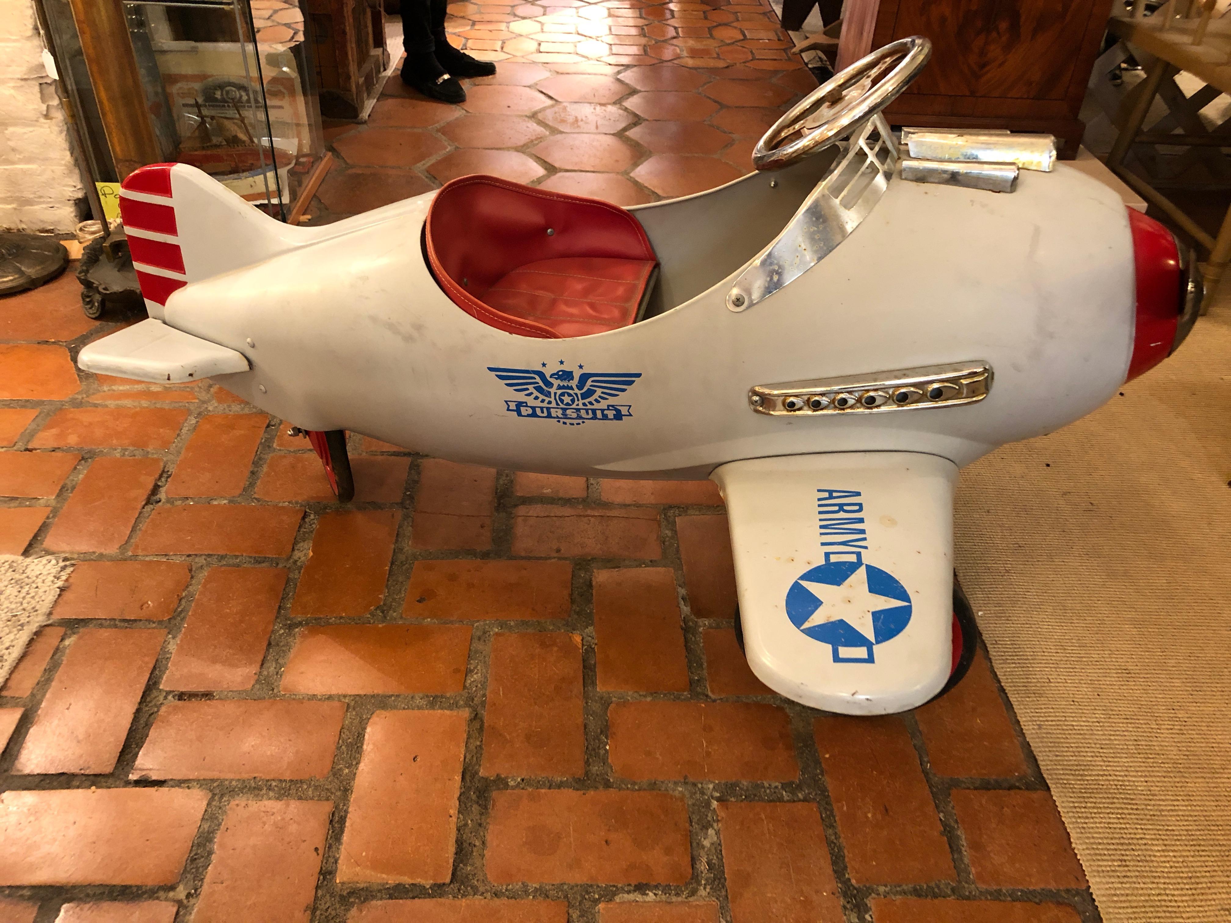 Fantastic Vintage Pursuit Children's Toy Pedal Airplane Car   6