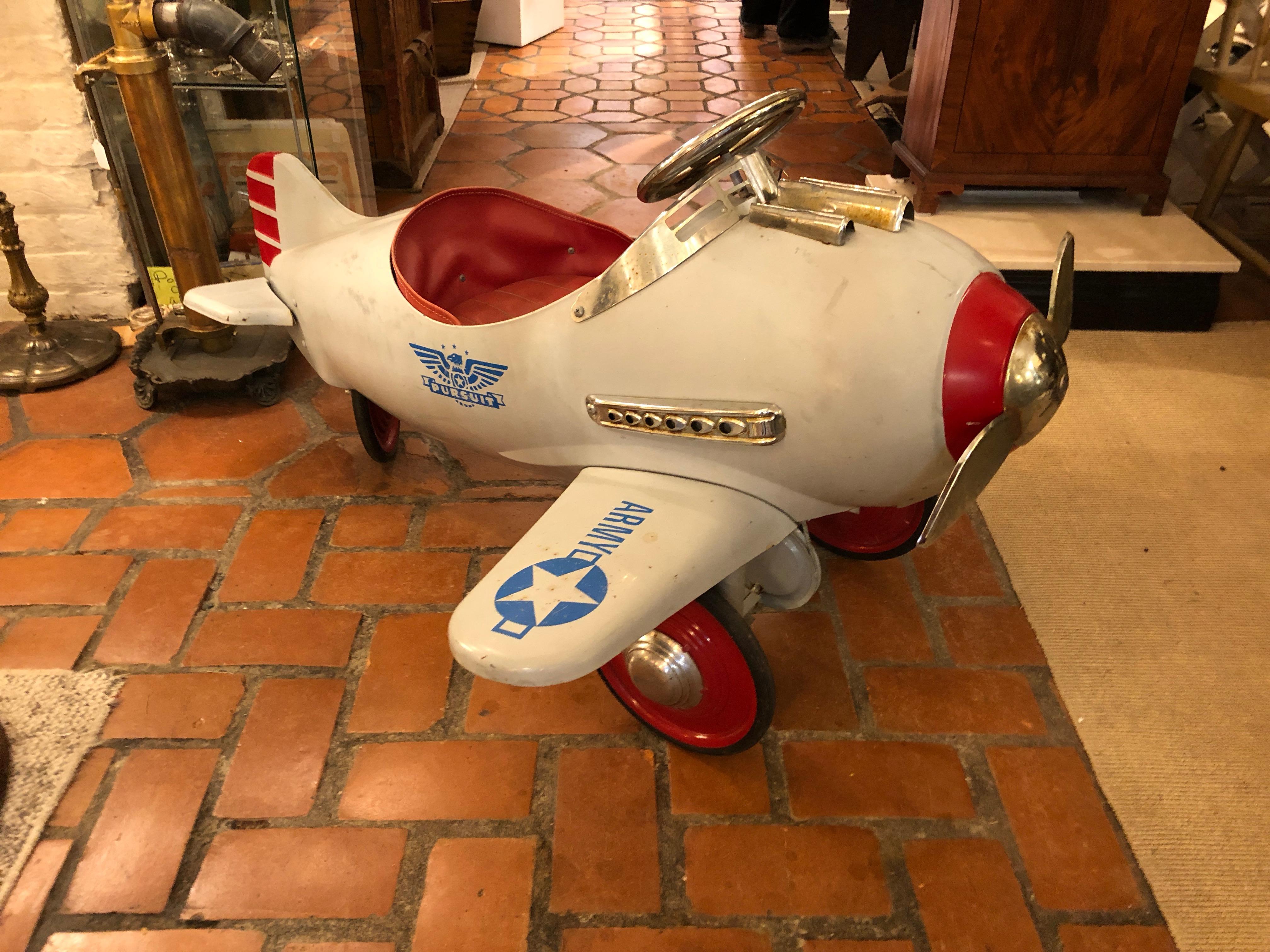 Metal Fantastic Vintage Pursuit Children's Toy Pedal Airplane Car  