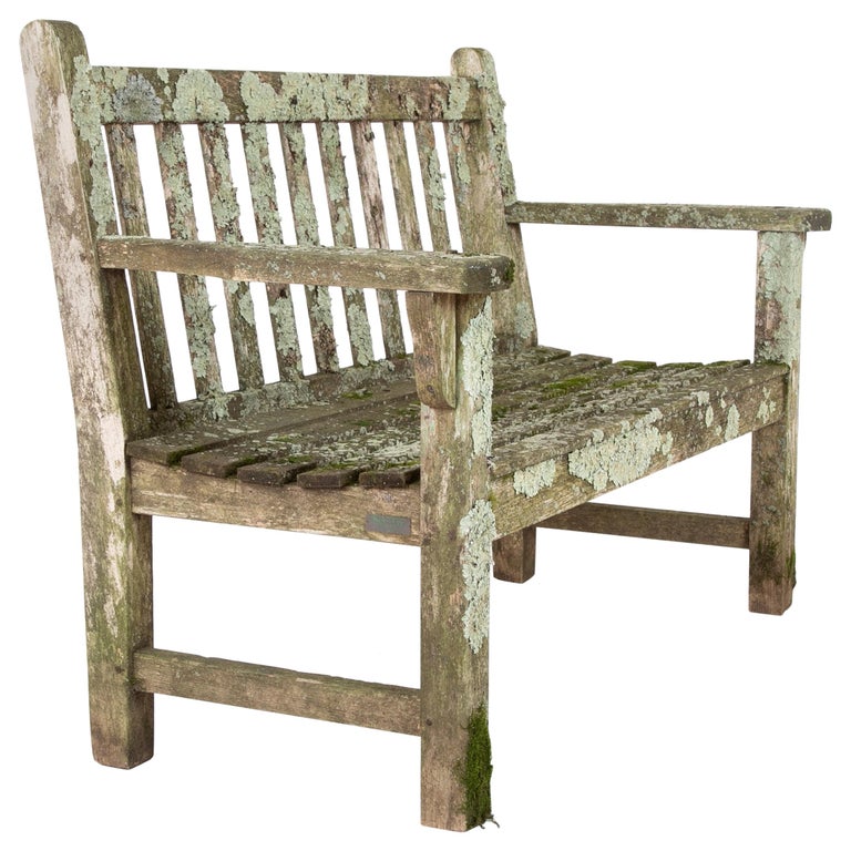 Fantastic Weathered Teak Wood Bench at 1stDibs