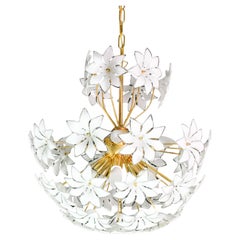Fantastic Sputnik White Murano Glass Flowers Chandelier, 1980s