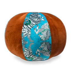 Fantastical Beach Ball Pouf with Emma Shipley Printed Velvet Firm for Sitting