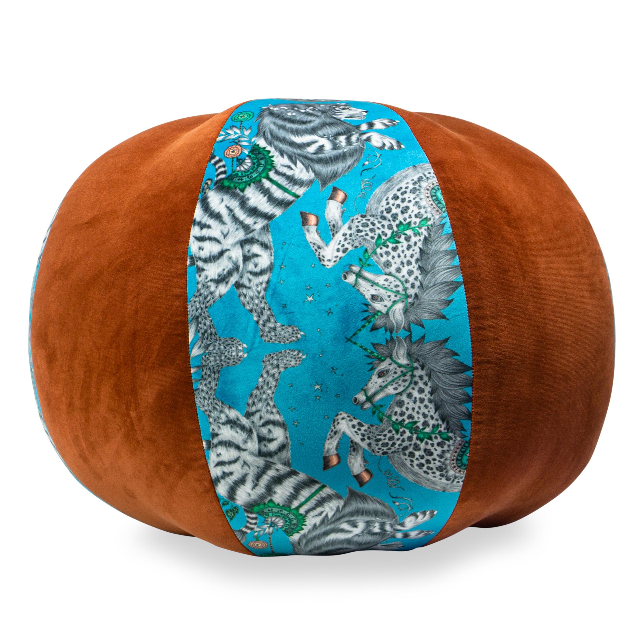 Modern Fantastical Beach Ball Pouf with Emma Shipley Printed Velvet Firm for Sitting For Sale