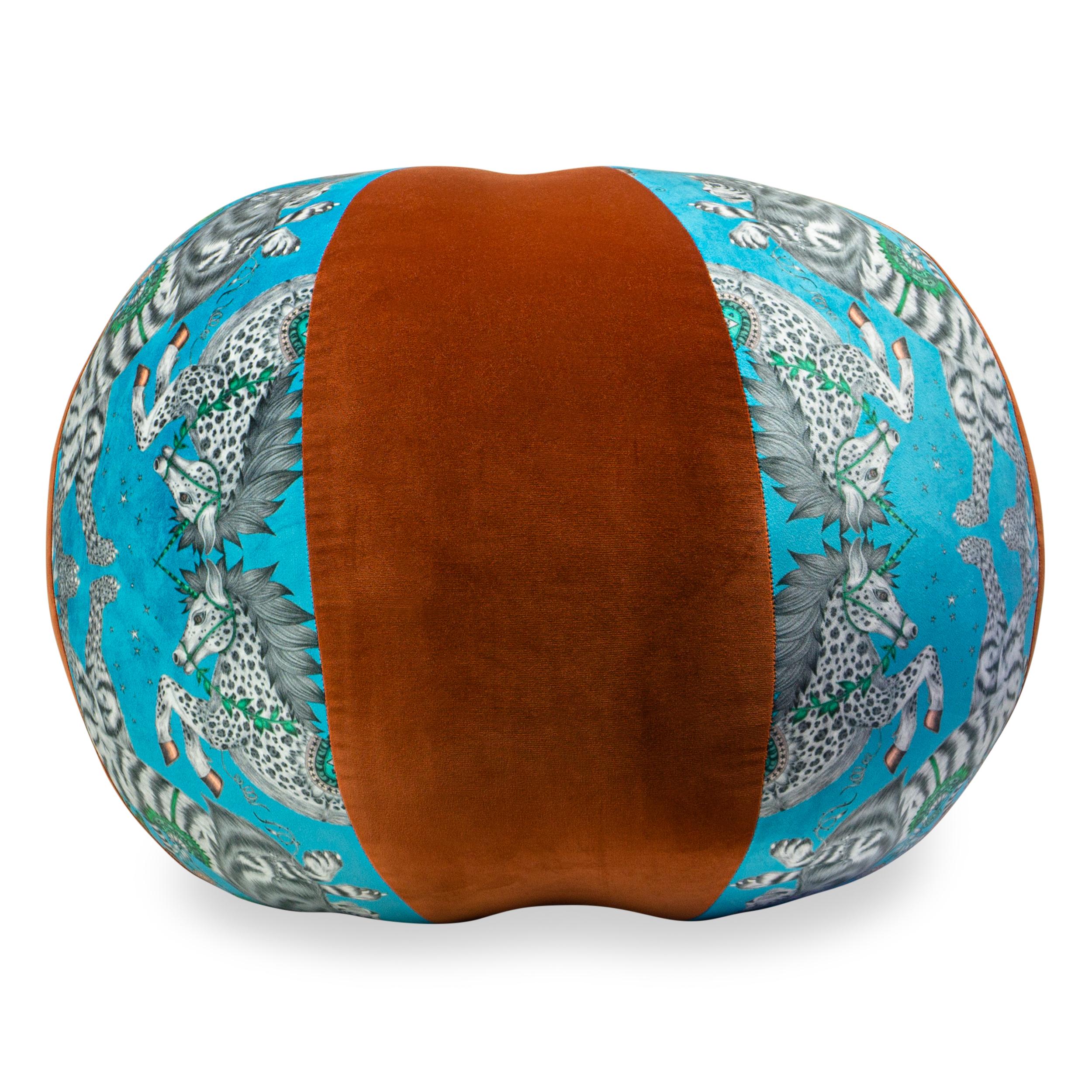 American Fantastical Beach Ball Pouf with Emma Shipley Printed Velvet Firm for Sitting For Sale