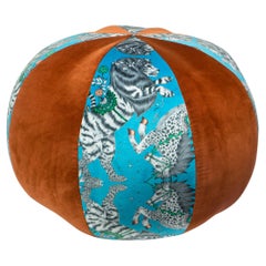 Fantastical Beach Ball Pouf with Emma Shipley Printed Velvet Firm for Sitting