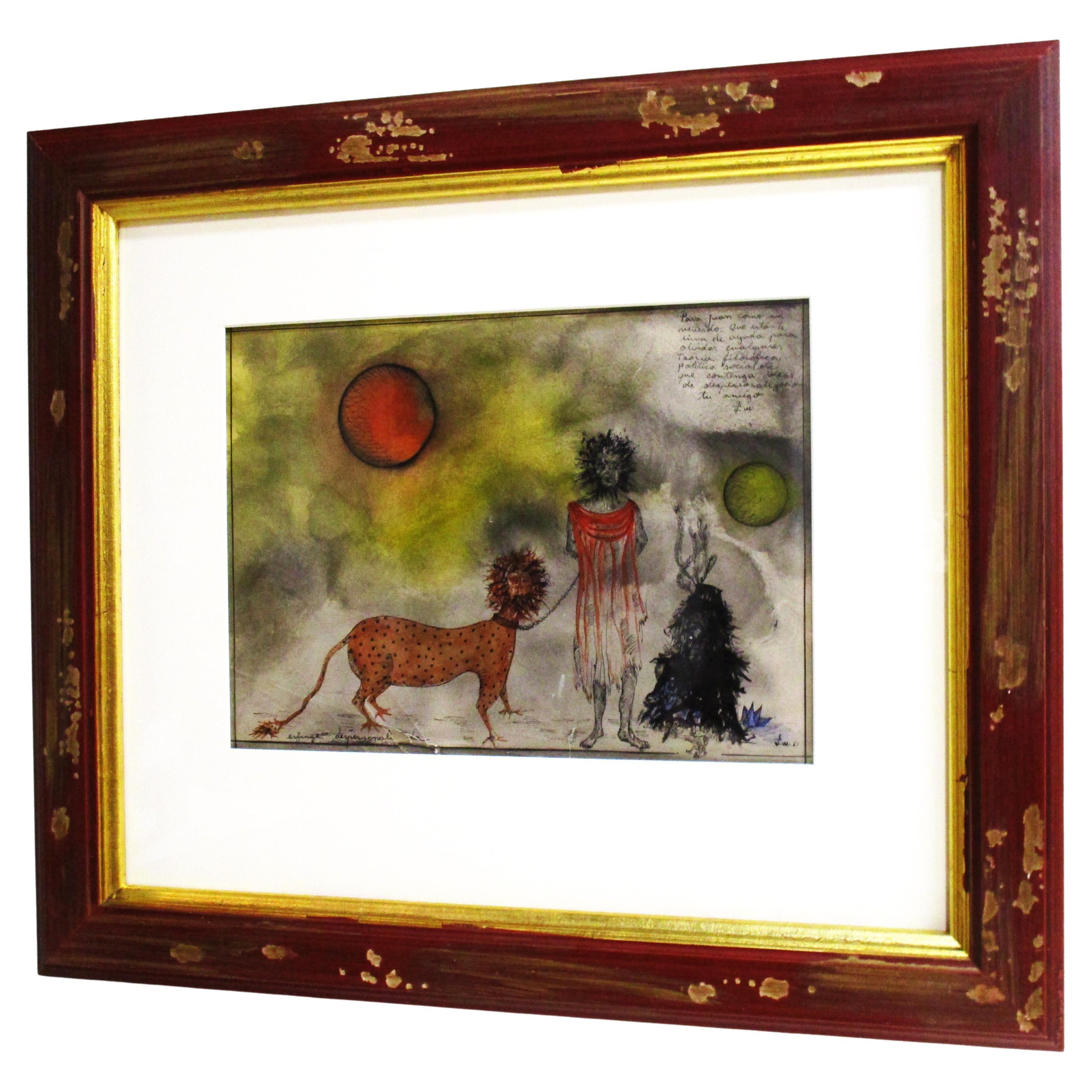 Verre Peinture surréaliste latino-américaine, 1961 en vente