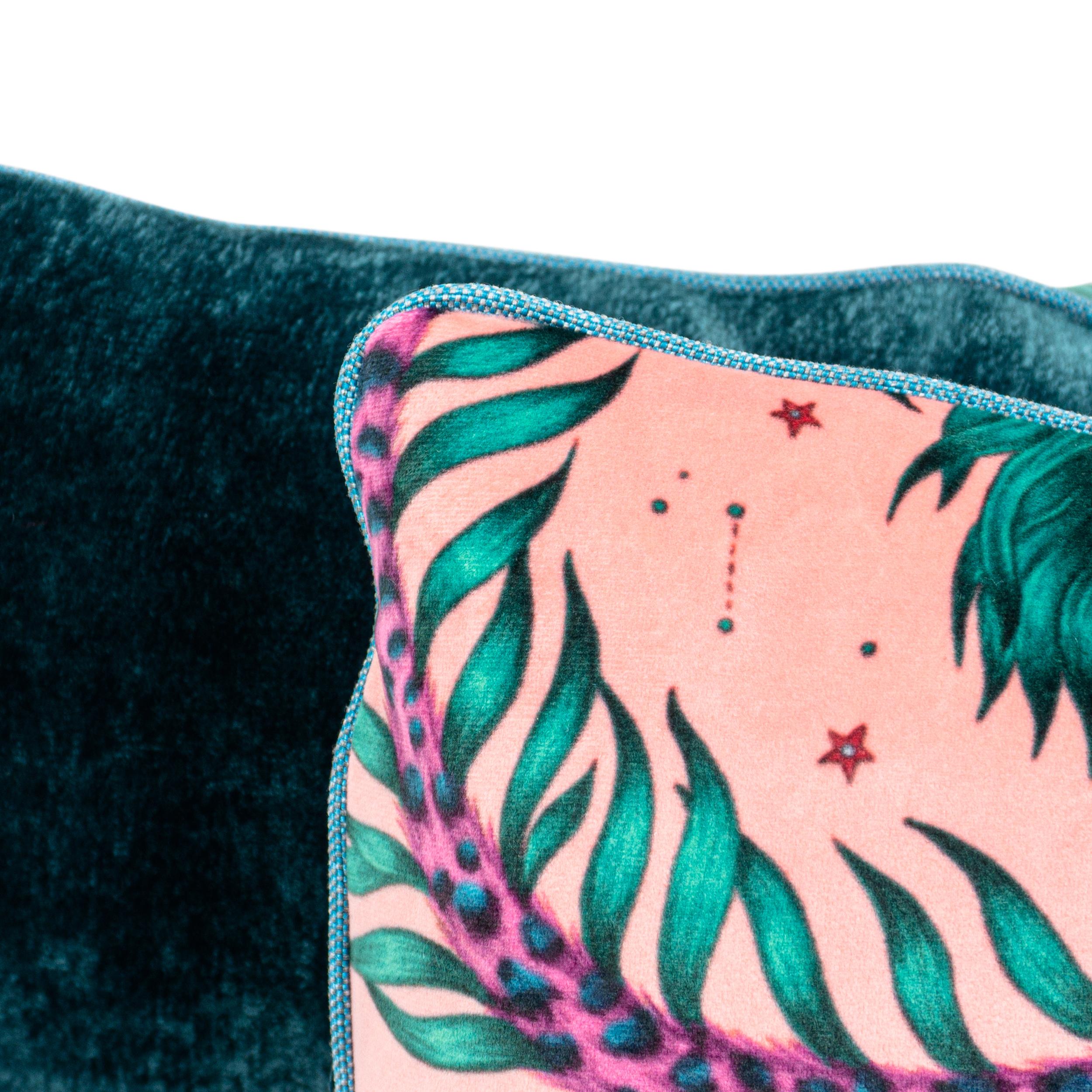 Fantastical Velvet Coral Lumbar Pillow For Sale 5