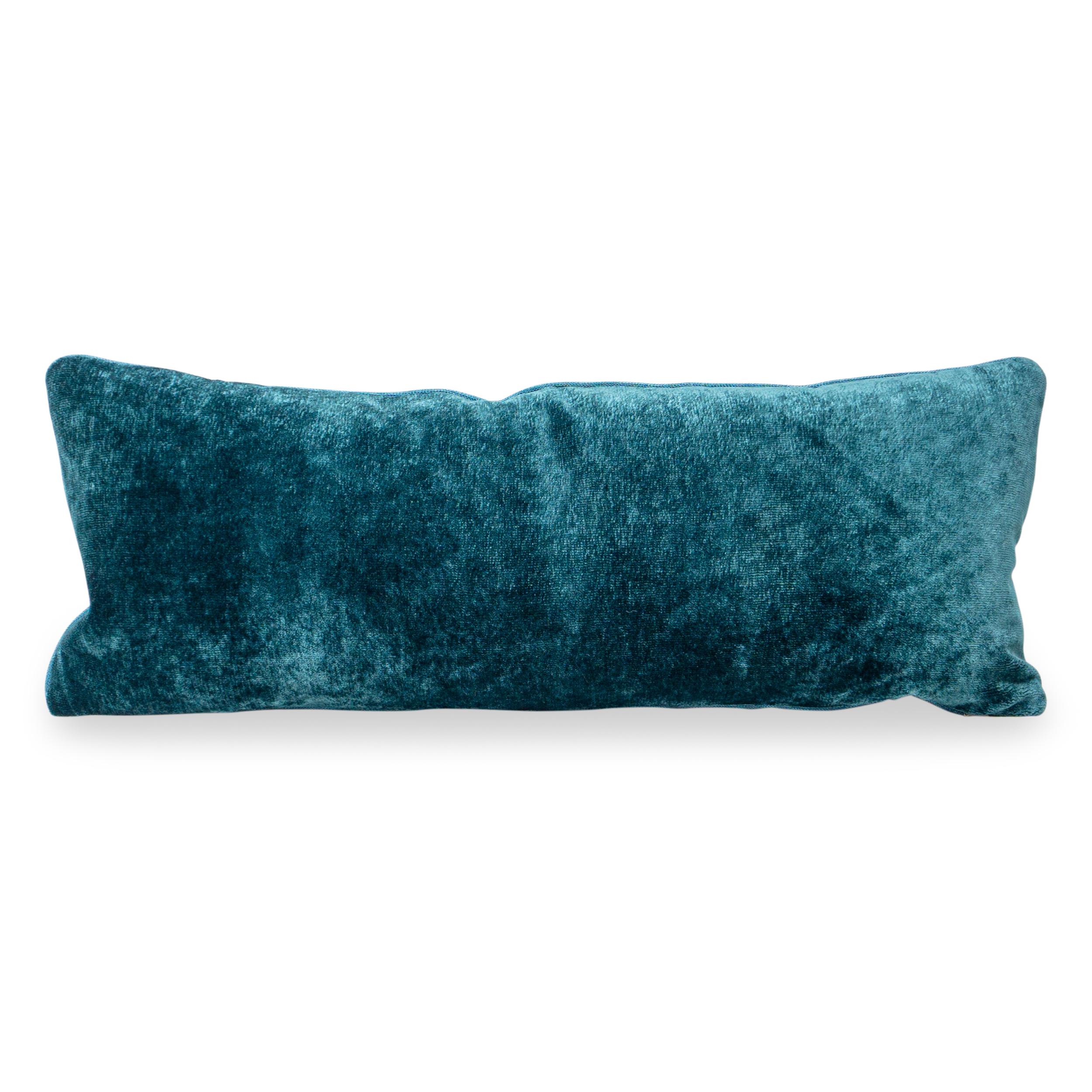 Modern Fantastical Velvet Coral Lumbar Pillow For Sale