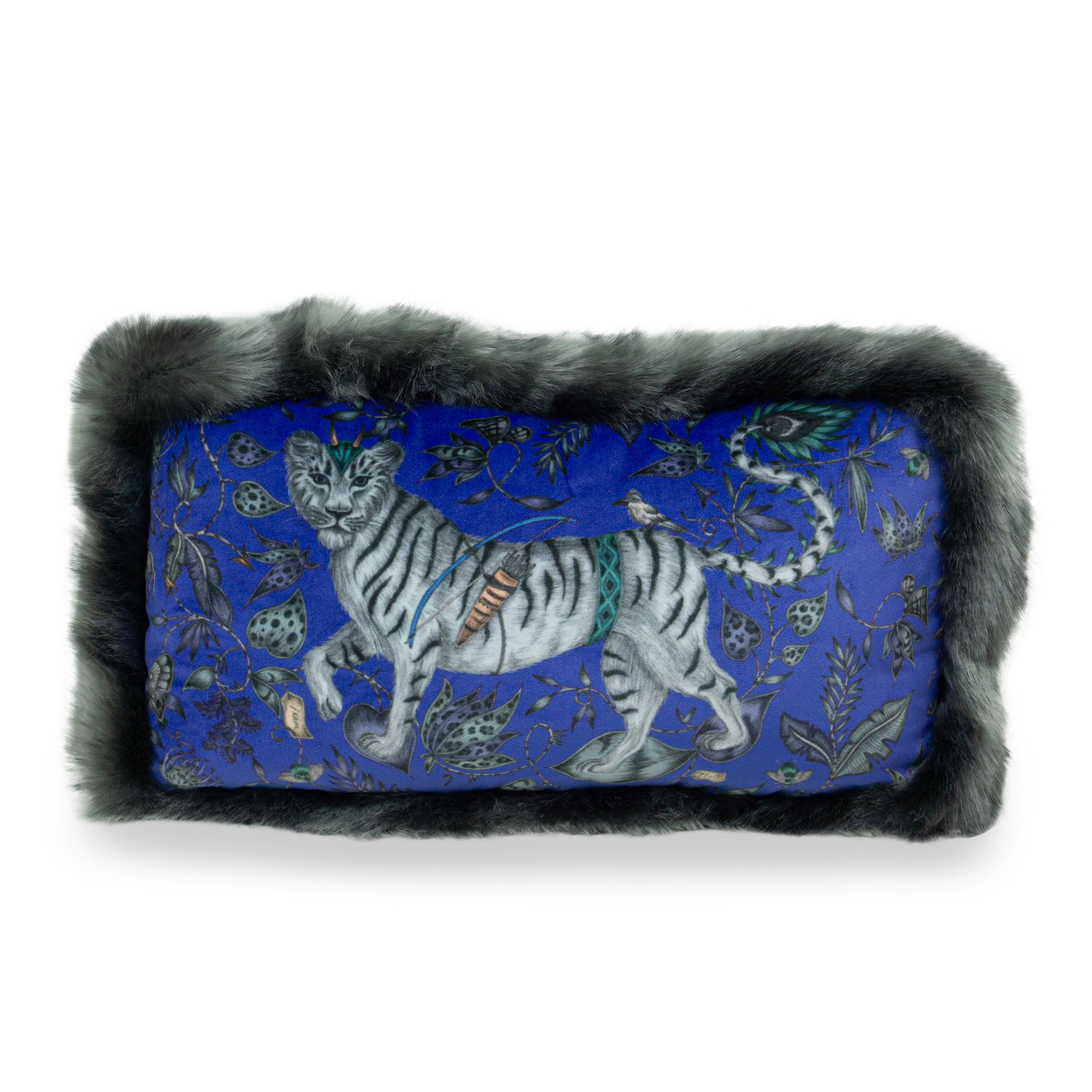 Modern Fantastical Zebra Cat Throw Pillow Set For Sale
