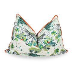 Fantastique oreiller surdimensionné en forme de paon zébré avec dos en laine rayé