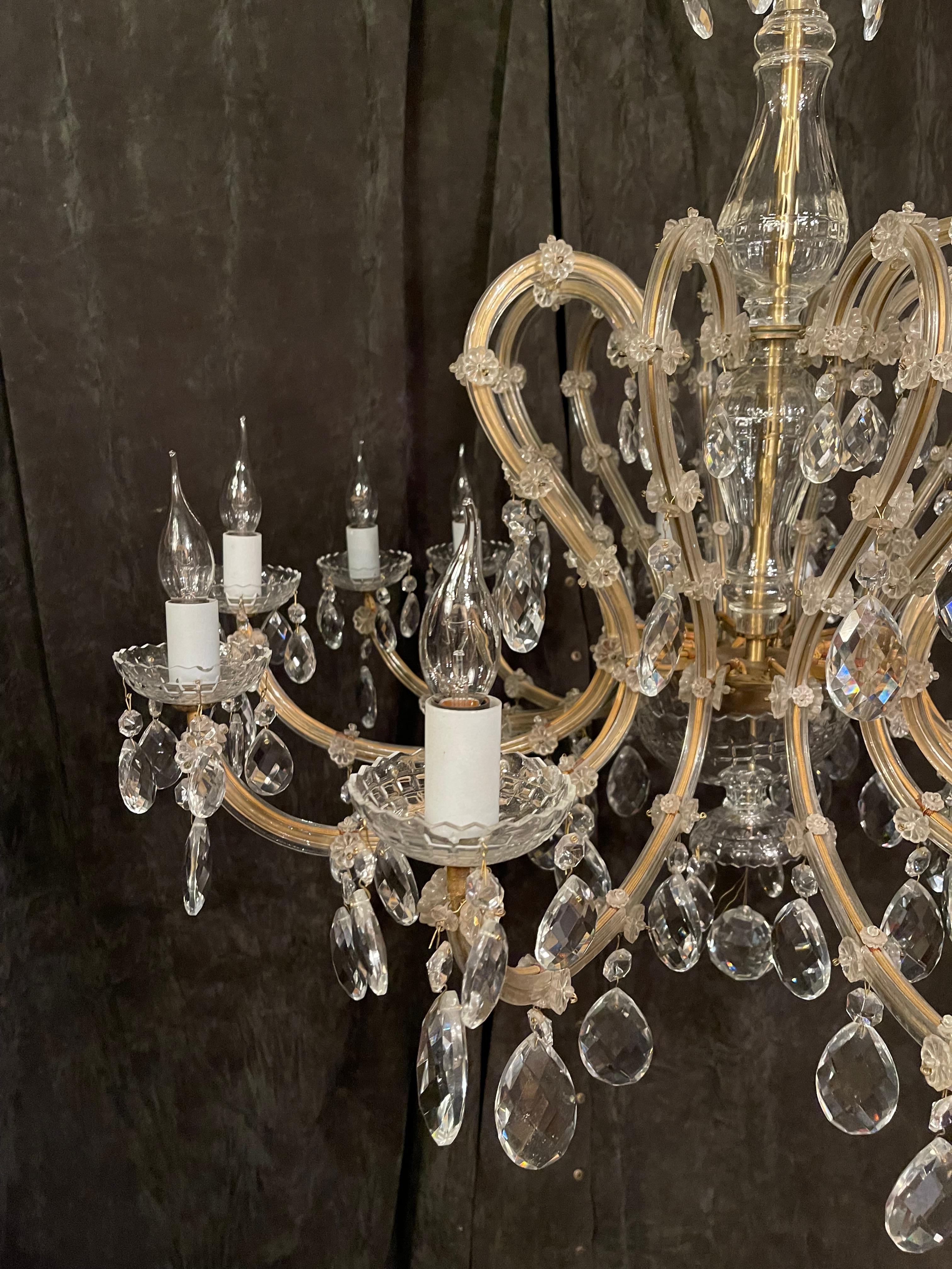 Italian Fantastically Beautiful Chandelier Crystal Brass For Sale