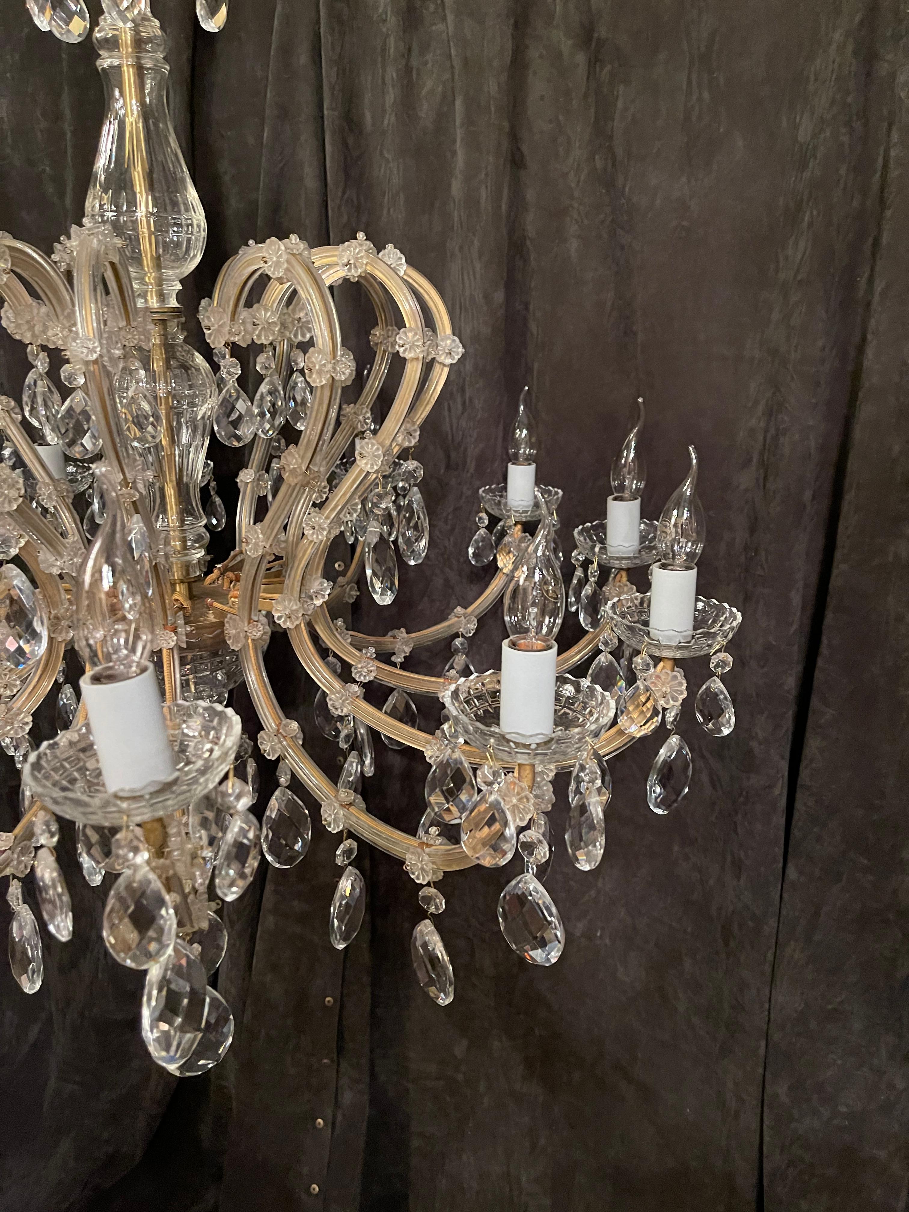 20th Century Fantastically Beautiful Chandelier Crystal Brass For Sale
