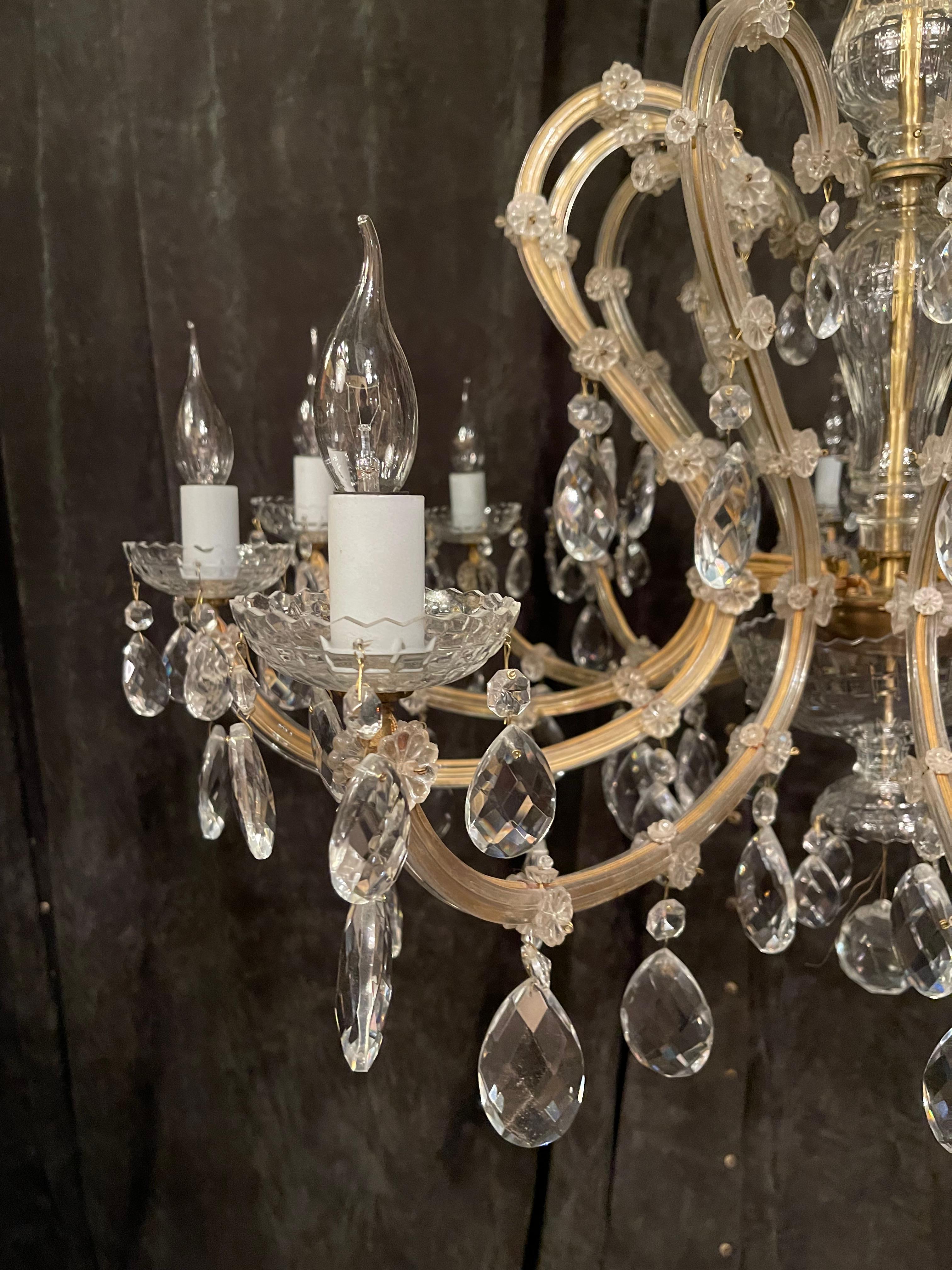 Fantastically Beautiful Chandelier Crystal Brass For Sale 2