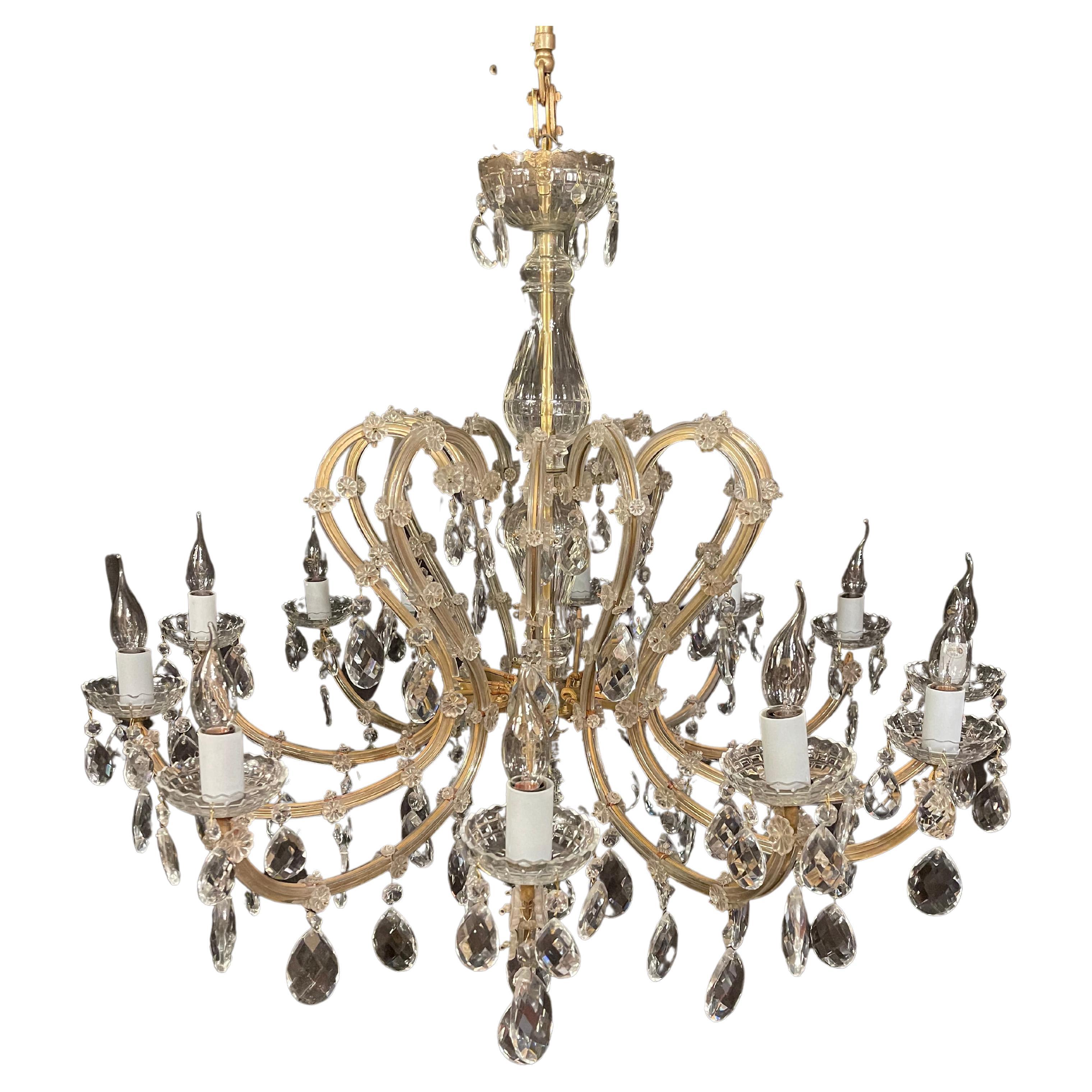 Fantastically Beautiful Chandelier Crystal Brass For Sale