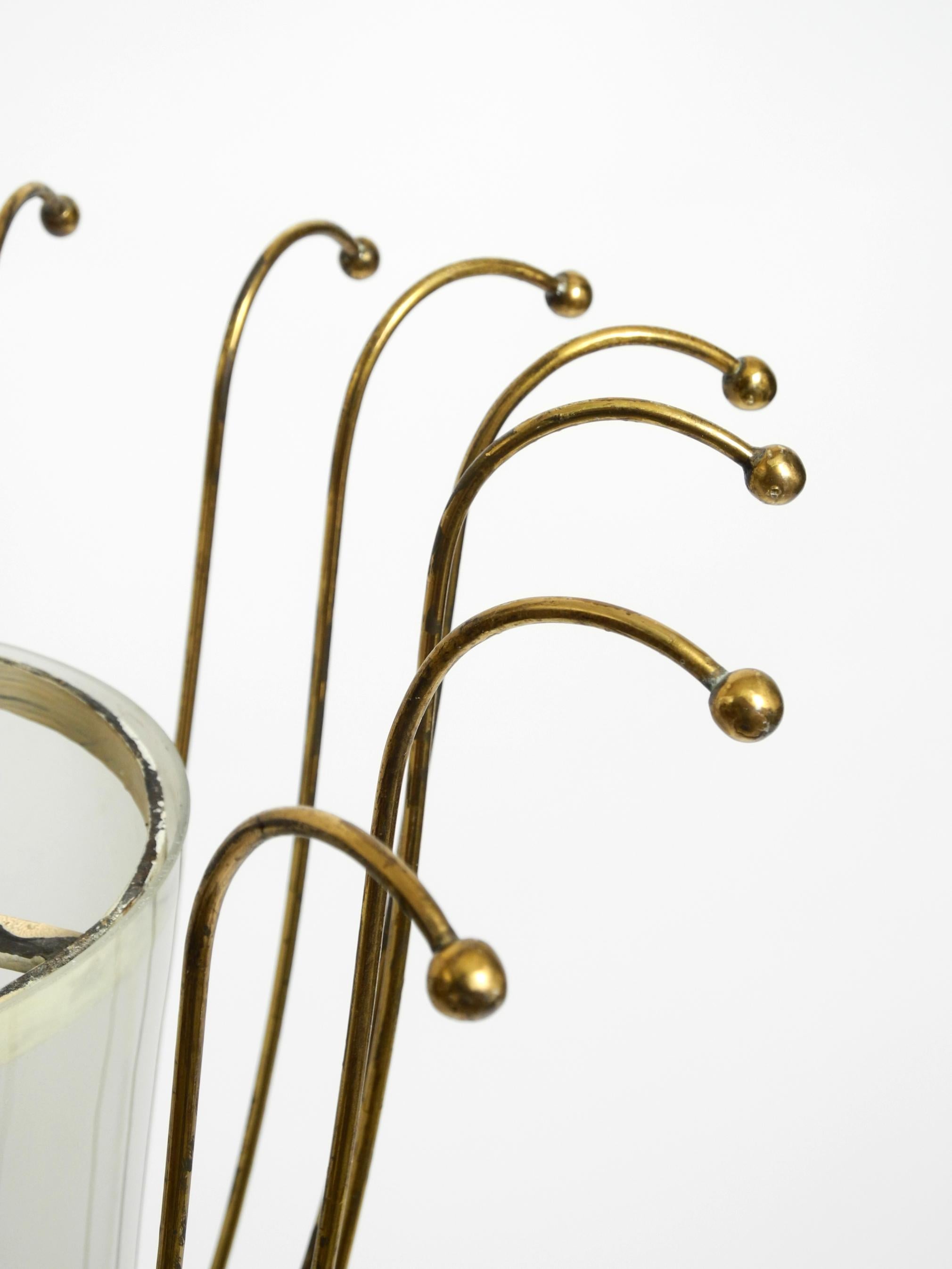 Brass Fantastically Italian Mid Century ceiling lamp made of brass and glass shade