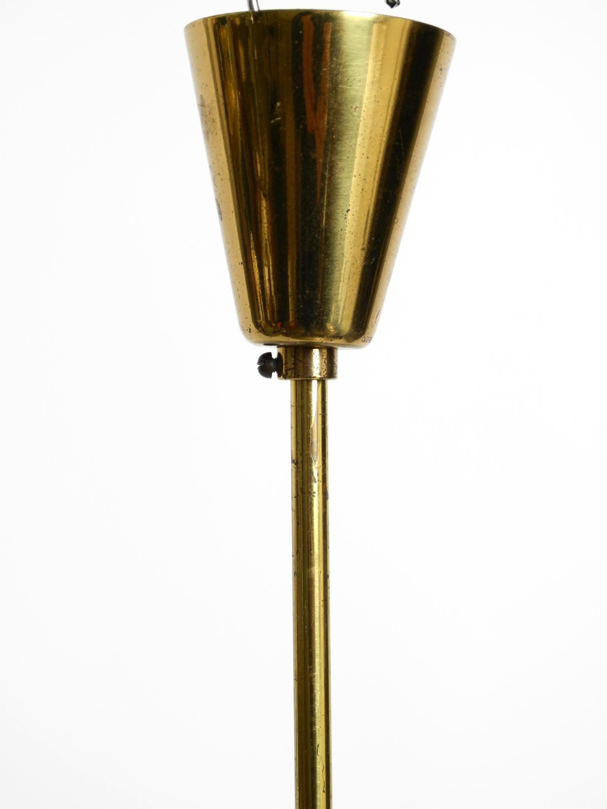 Fantastically Italian Mid Century ceiling lamp made of brass and glass shade 2