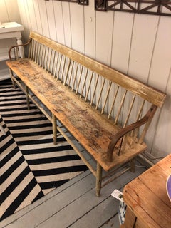 Fantastically Long Country Pine Distressed Hallway or Mudroom Bench
