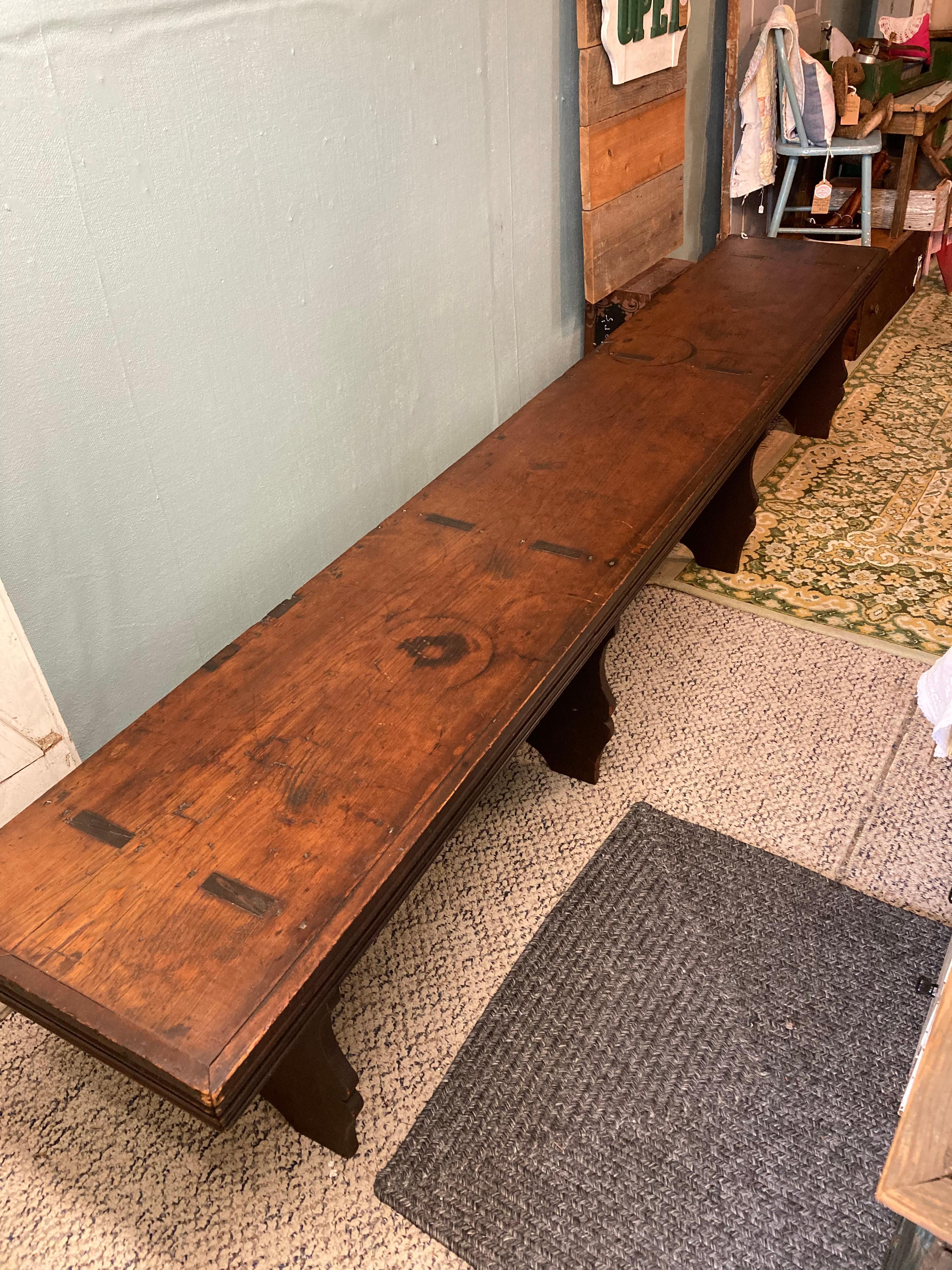 Fantastically Long Country Pine Gathering Bench 3