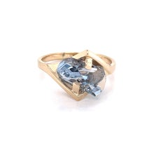 Fantasy Cut Blue Topaz 14 Karat Yellow Gold Ring