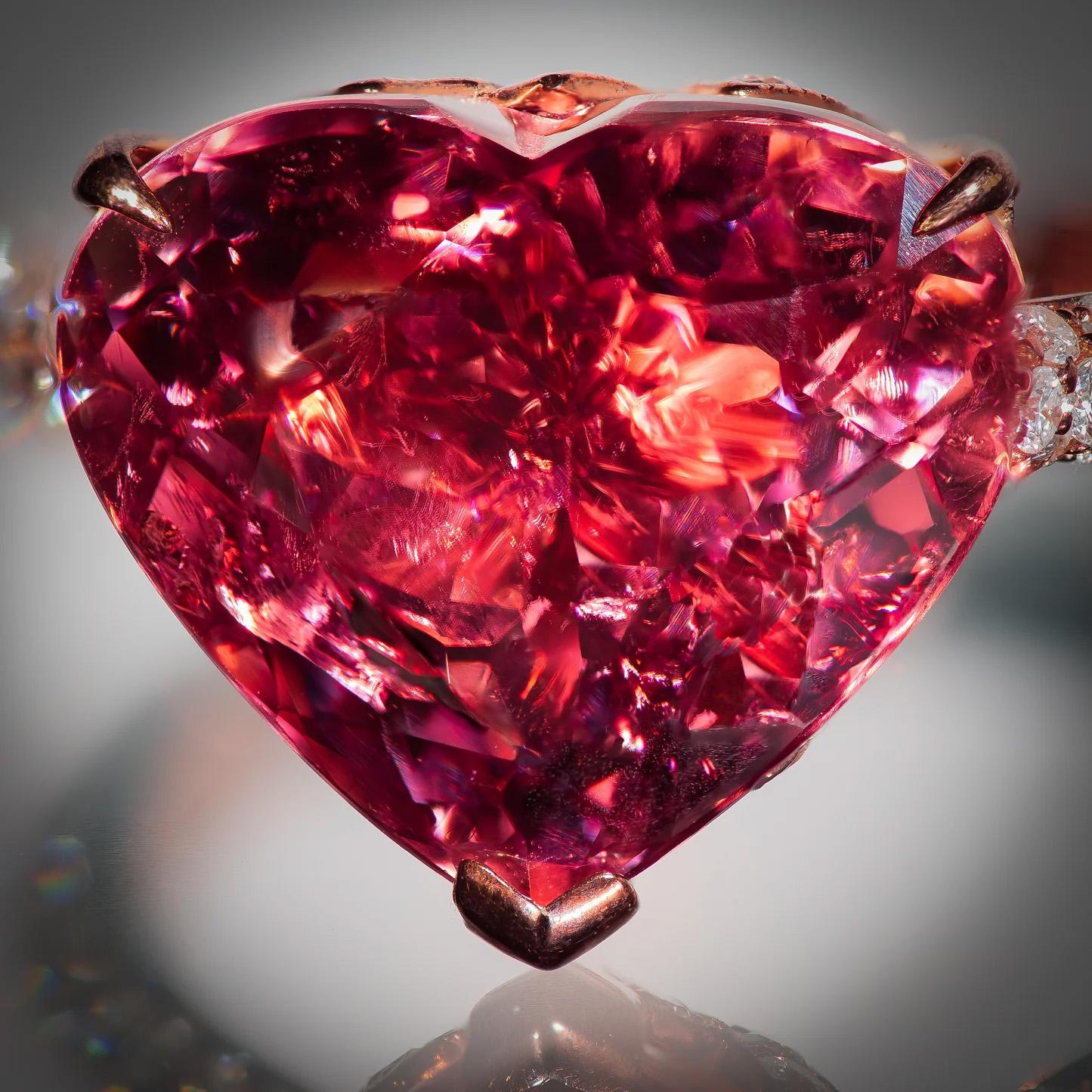 Heart Cut Fantasy Cut Rubellite Ring For Sale