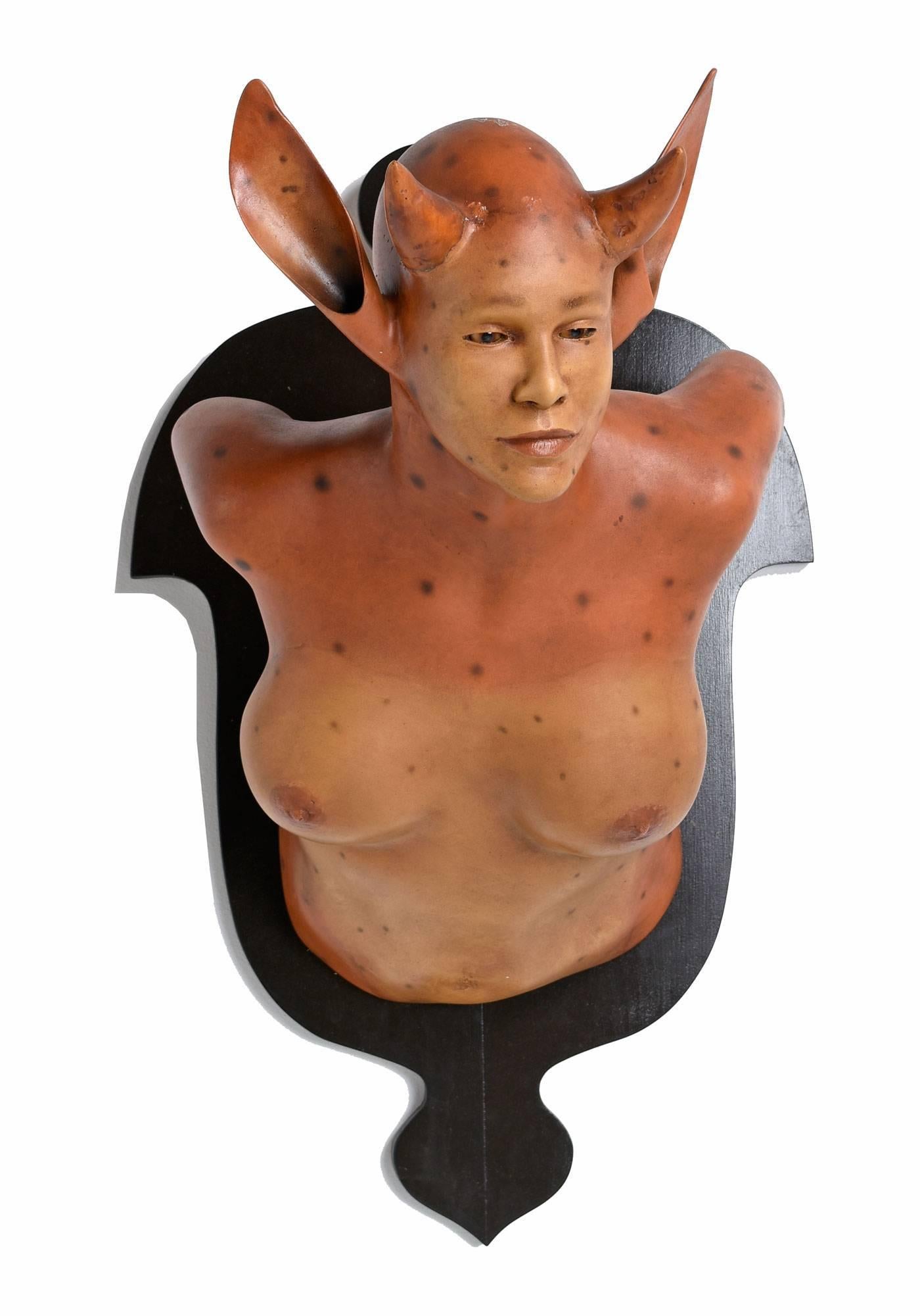 Futurist Fantasy Female Bust Figure Original by Daniel Painter, Plaster Fiberglass For Sale