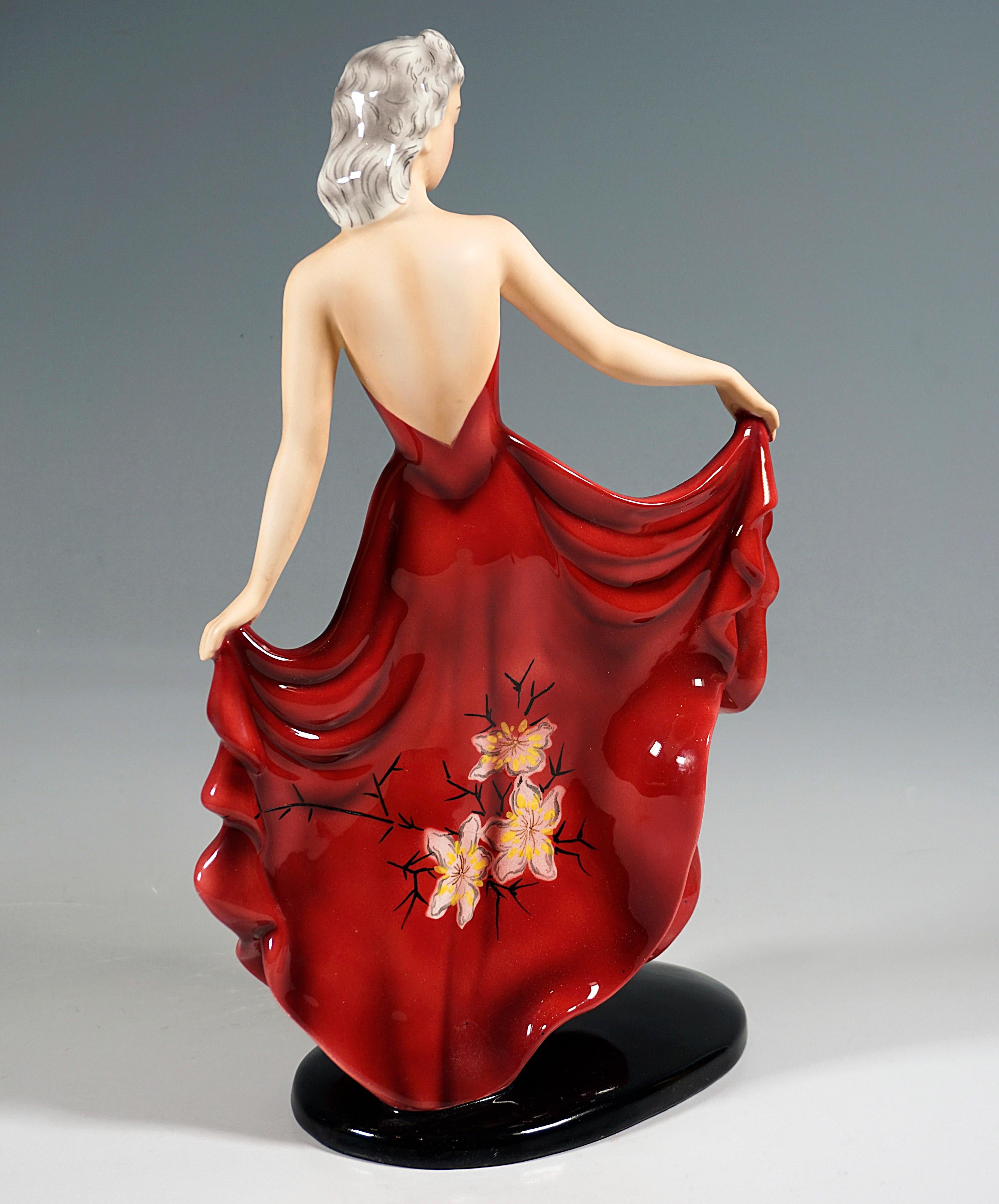 Art Deco 'Fantasy', Goldscheider Vienna Art Déco Dancer in a Long Dress, by Claire Weiss