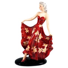 Vintage 'Fantasy', Goldscheider Vienna Art Déco Dancer in a Long Dress, by Claire Weiss