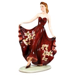 Fantasy, Ballerina in posa in stile Art Déco di Goldscheider, Vienna, opera di Claire Weiss, 1939 circa