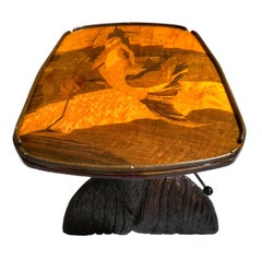 Fantasy Inlaid Mermaid Adjustable Coffee/ High Top Yacht Table, Style of Galle
