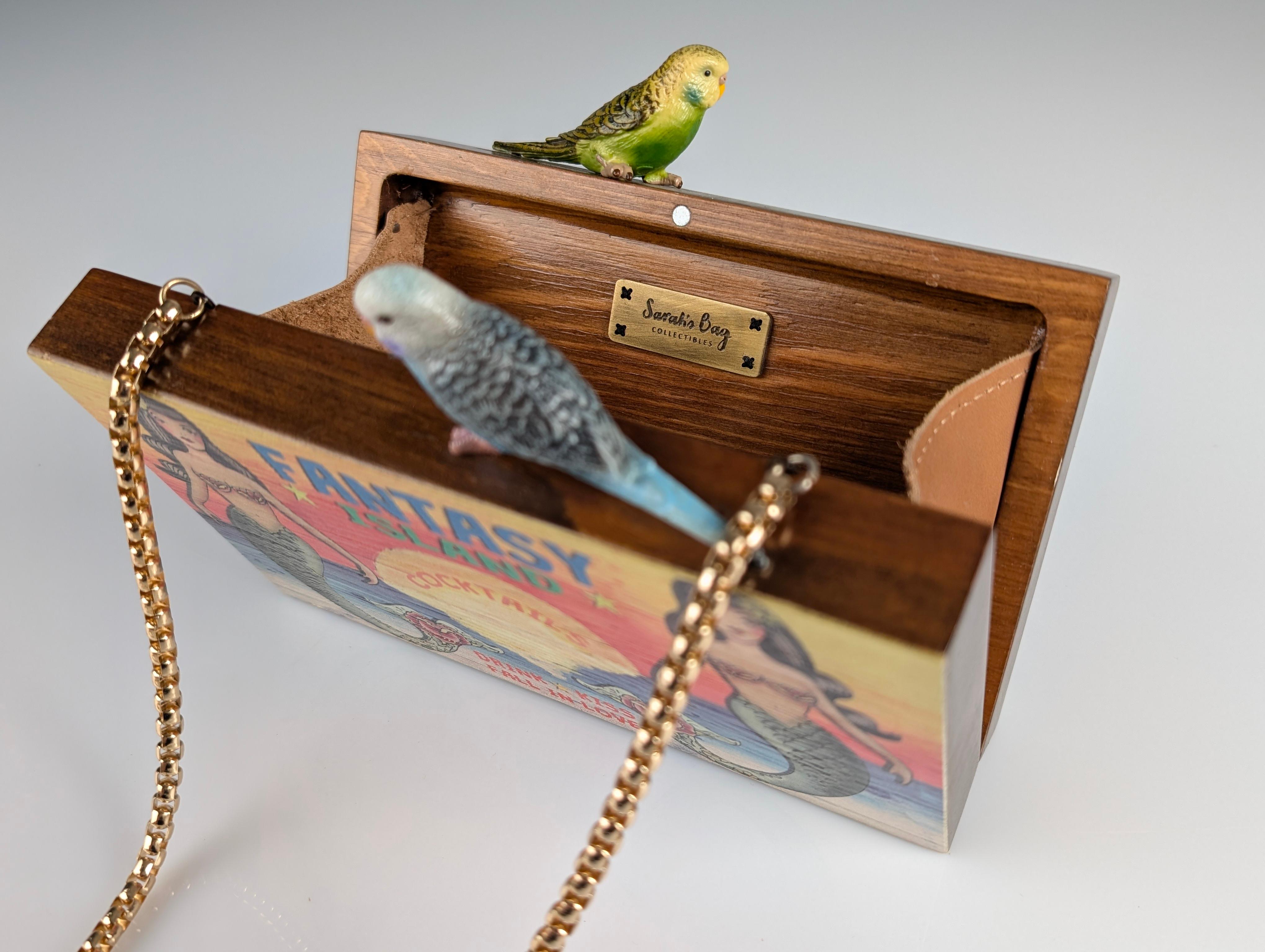 Mid-Century Modern Fantasy Island Wooden Bag by Sarah's Bag For Sale
