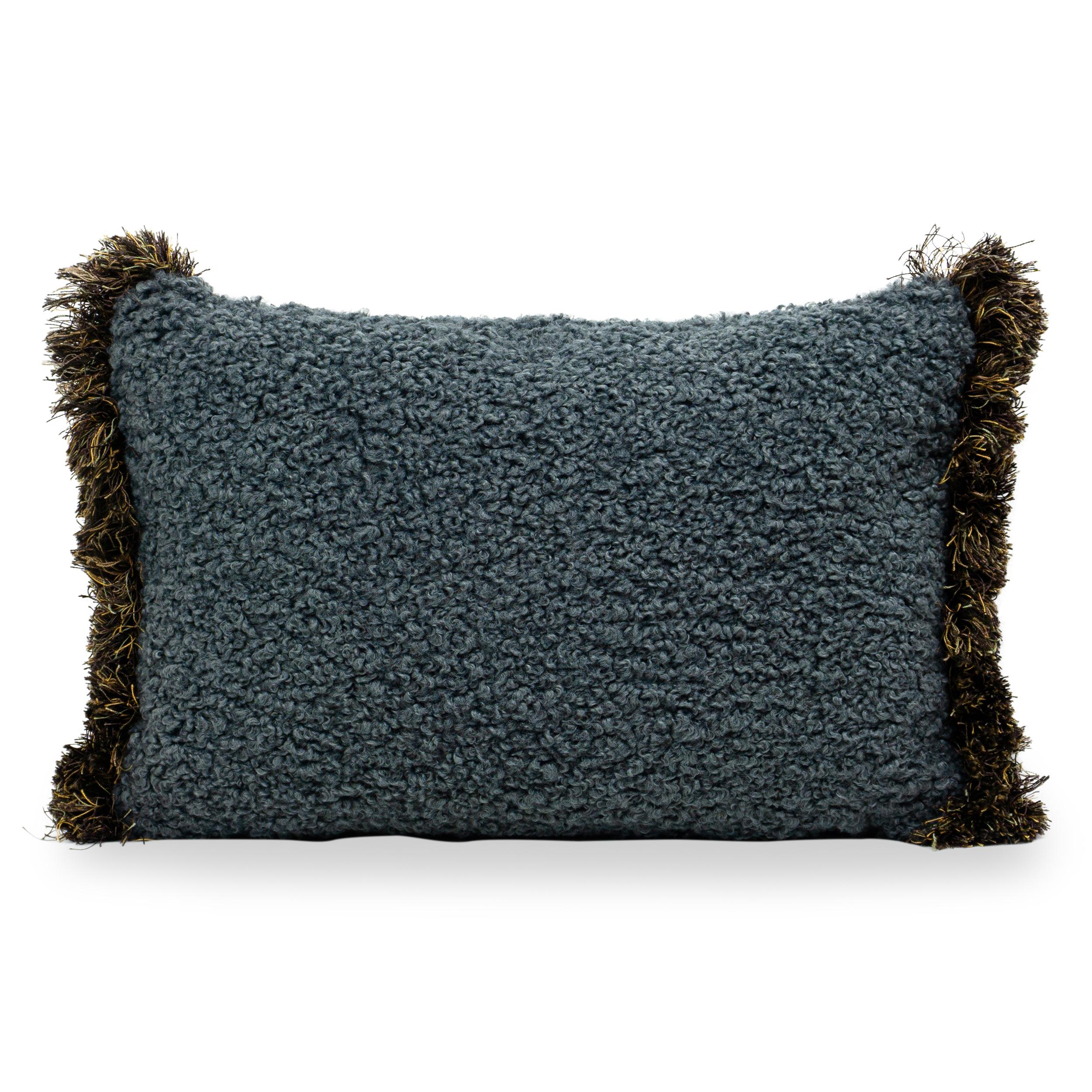 Modern Fantasy Lynx Linen with Fringe Throw Pillow For Sale