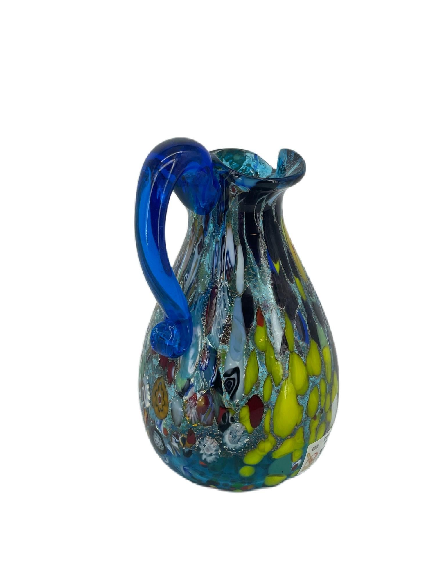 Modern Fantasy Murrina Aquamarine Jug, Glass from Murano For Sale