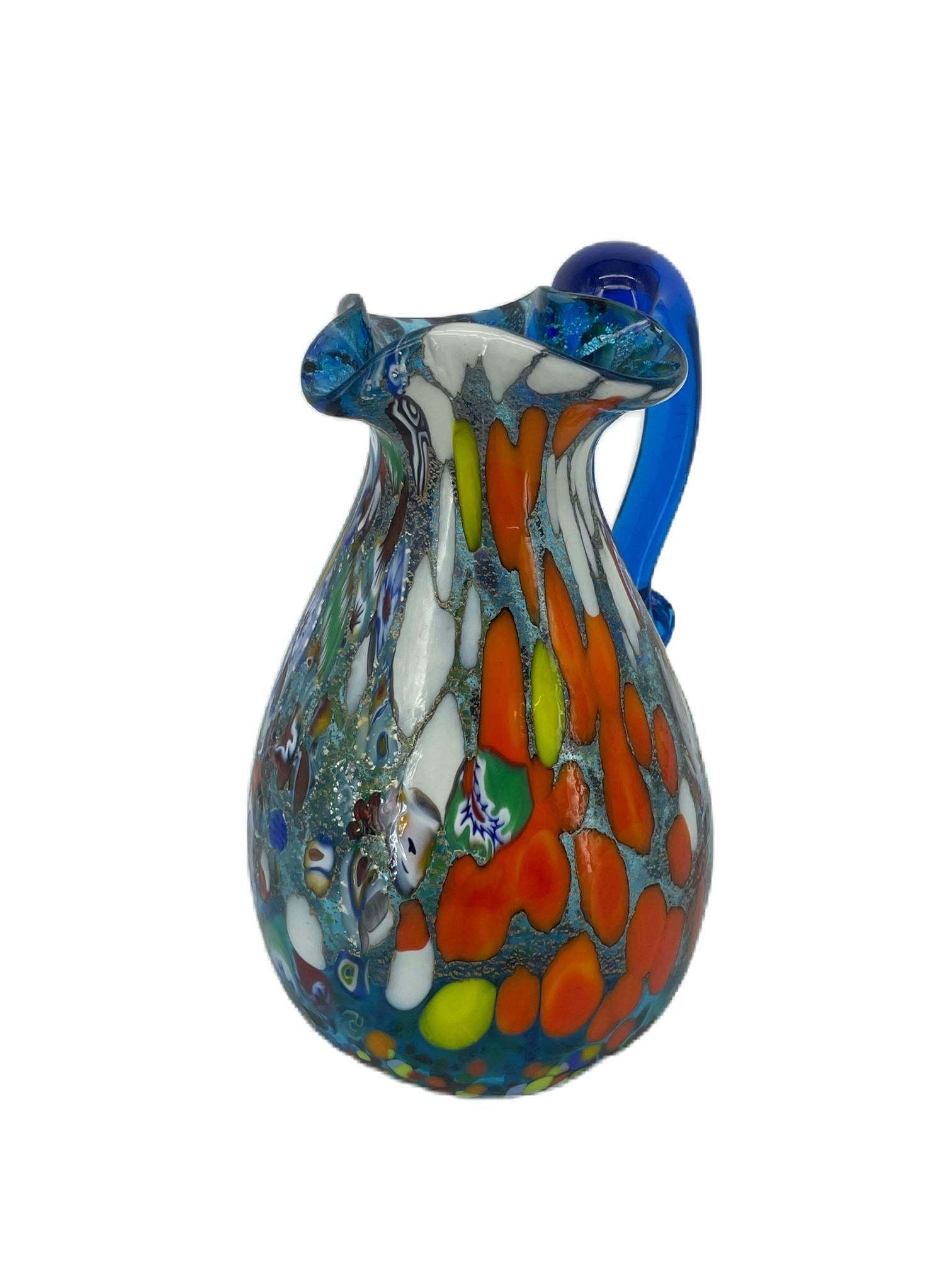 Fantasy Murrina Aquamarine Jug, Glass from Murano In Excellent Condition For Sale In Tilburg, NL