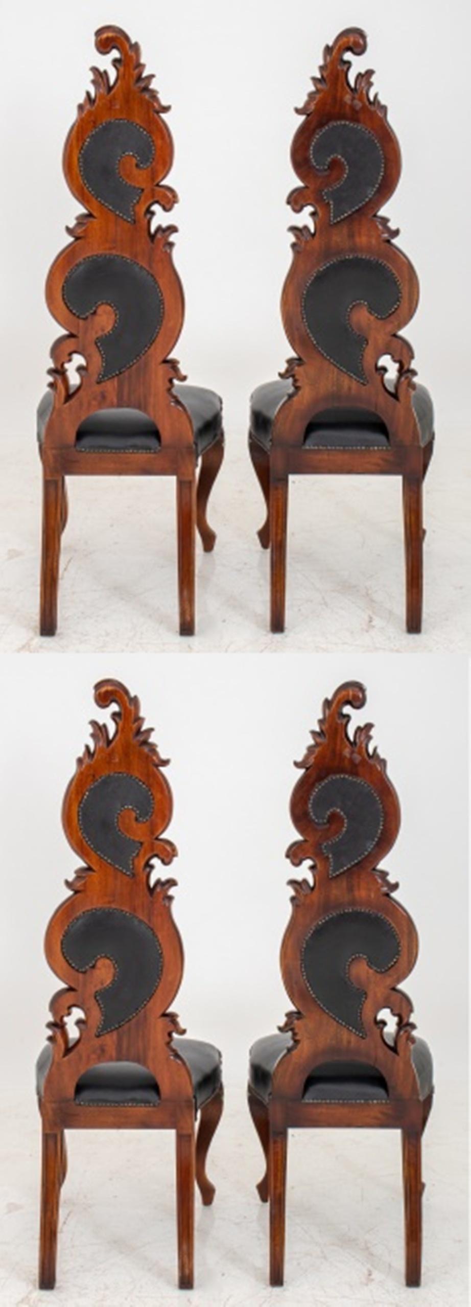 Hand-Carved Fantasy Rococo Dining Chairs, Set of Four For Sale