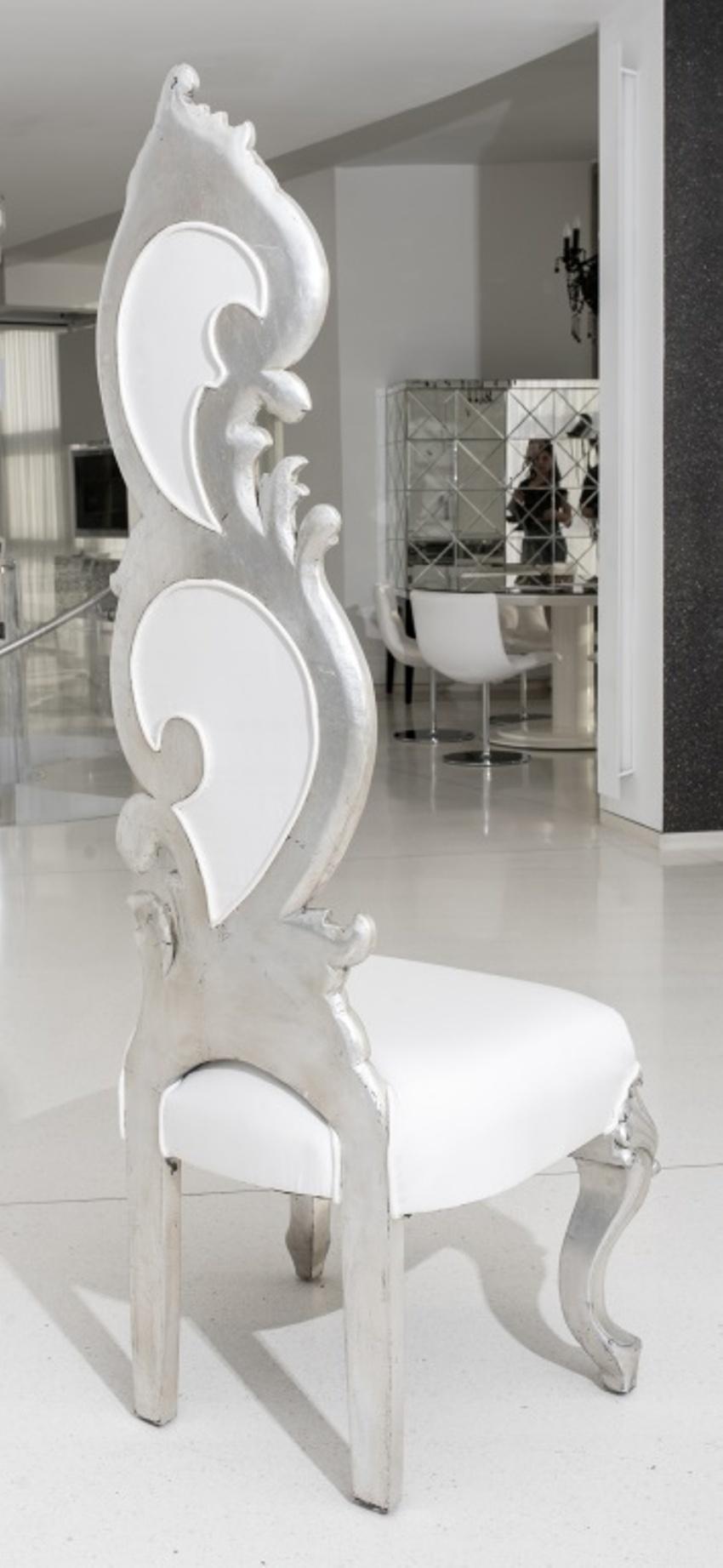 Fantasy Rococo Silvered Wood Side Chair, Pair For Sale 1